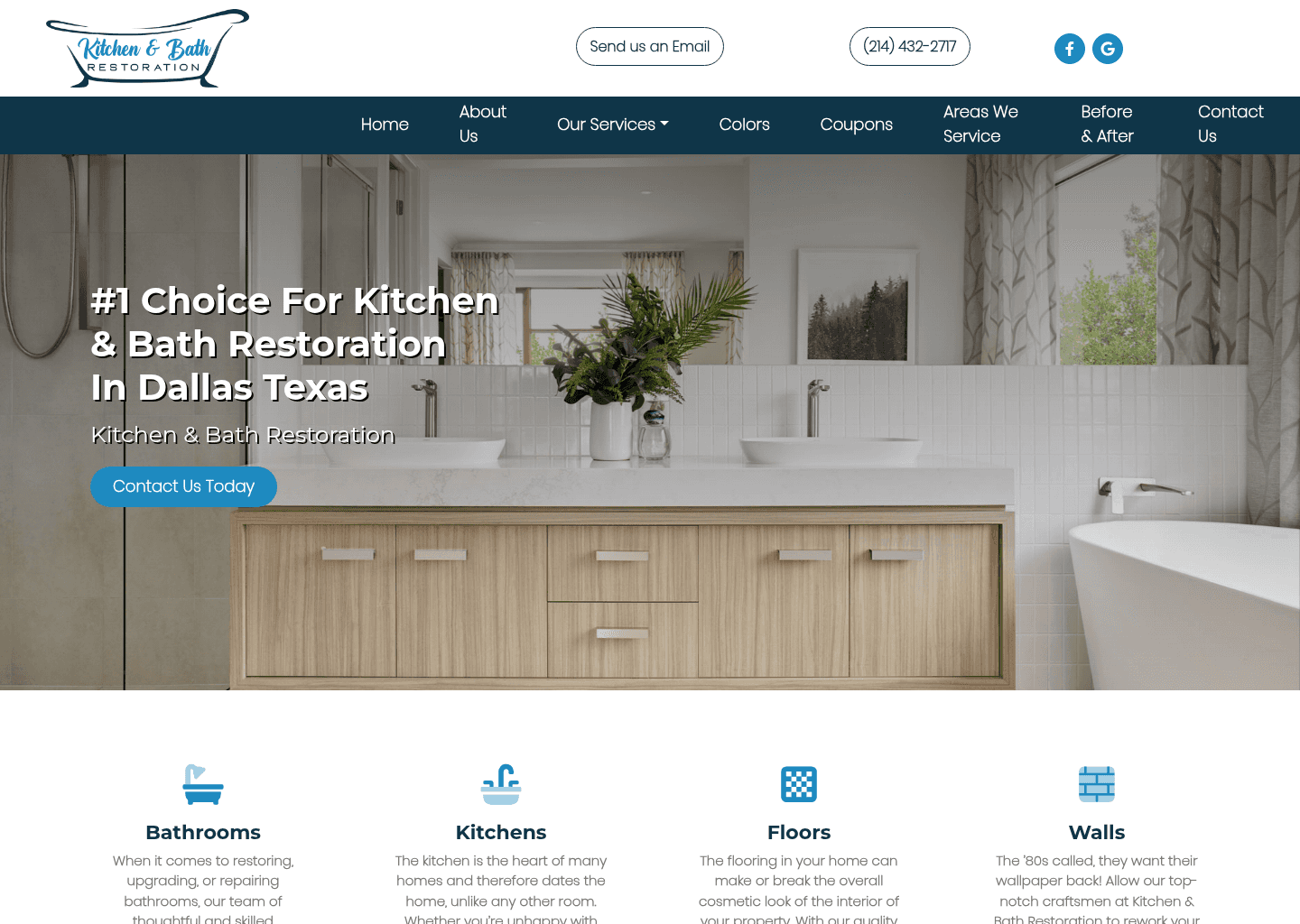 Bath Restoration Dallas website screenshot