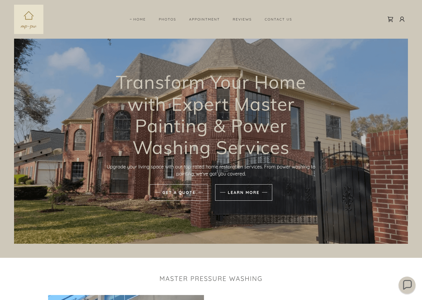 Master Painting & Power Washing Services website screenshot