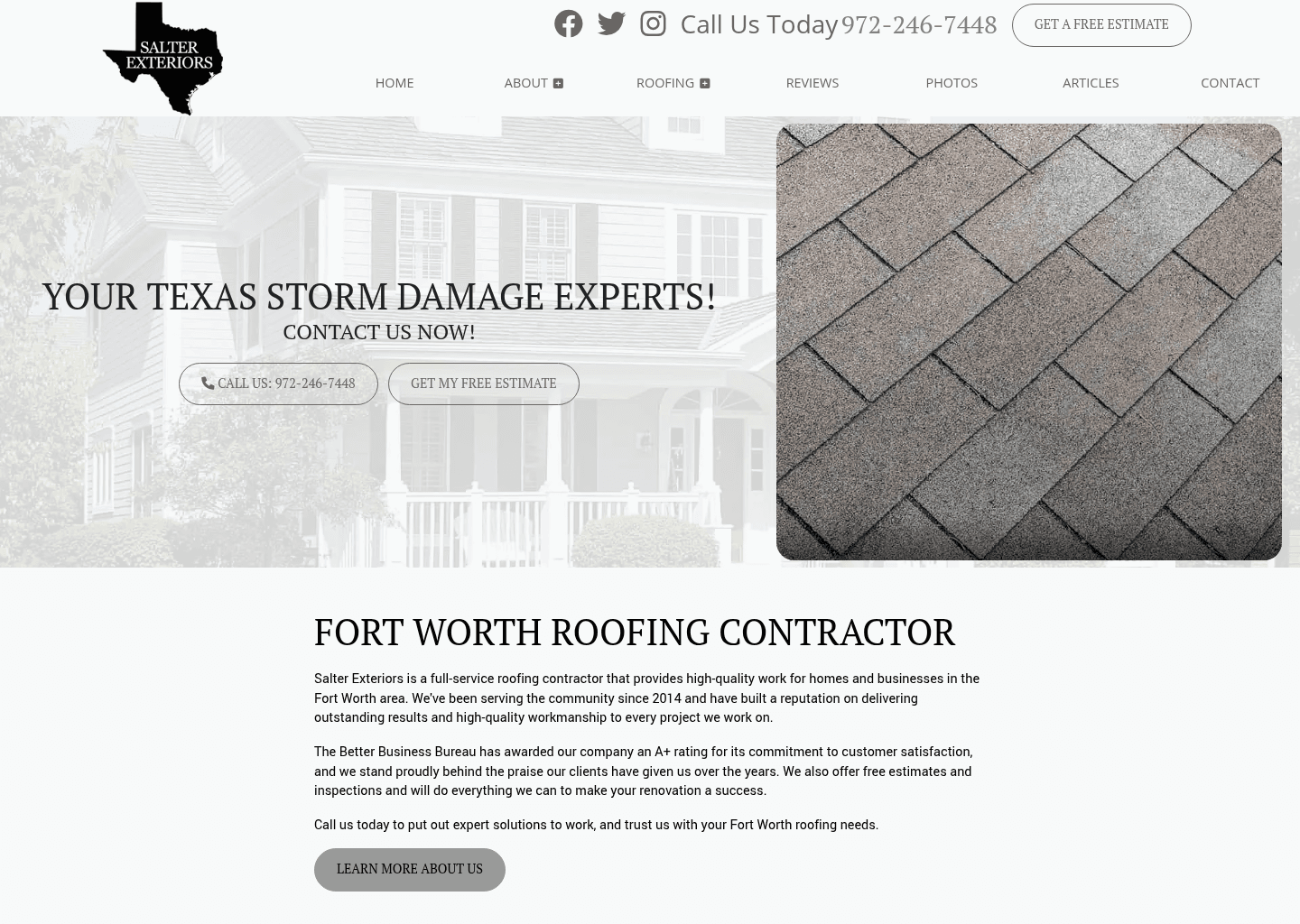 Salter Exteriors website screenshot