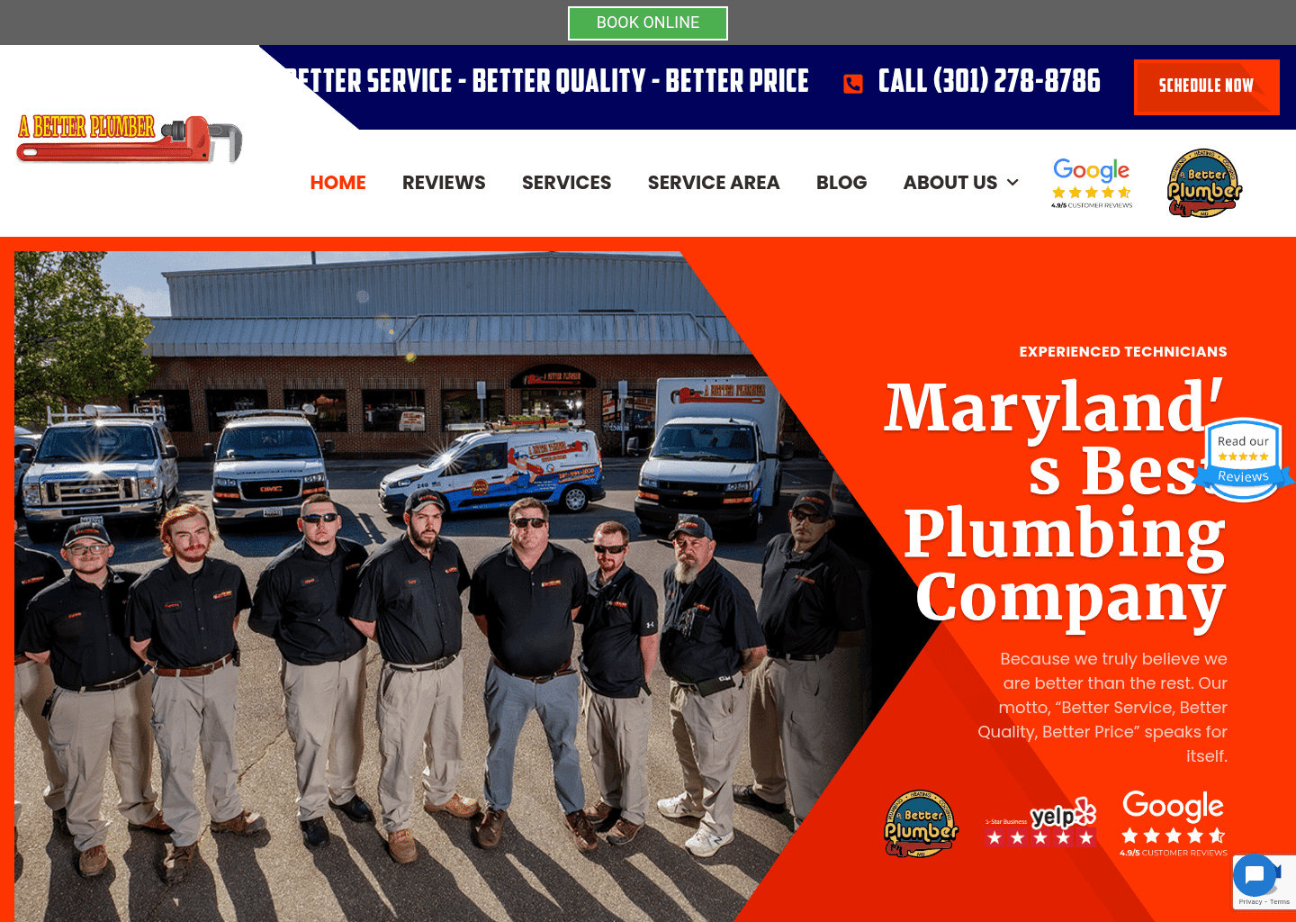 A Better Plumber website screenshot