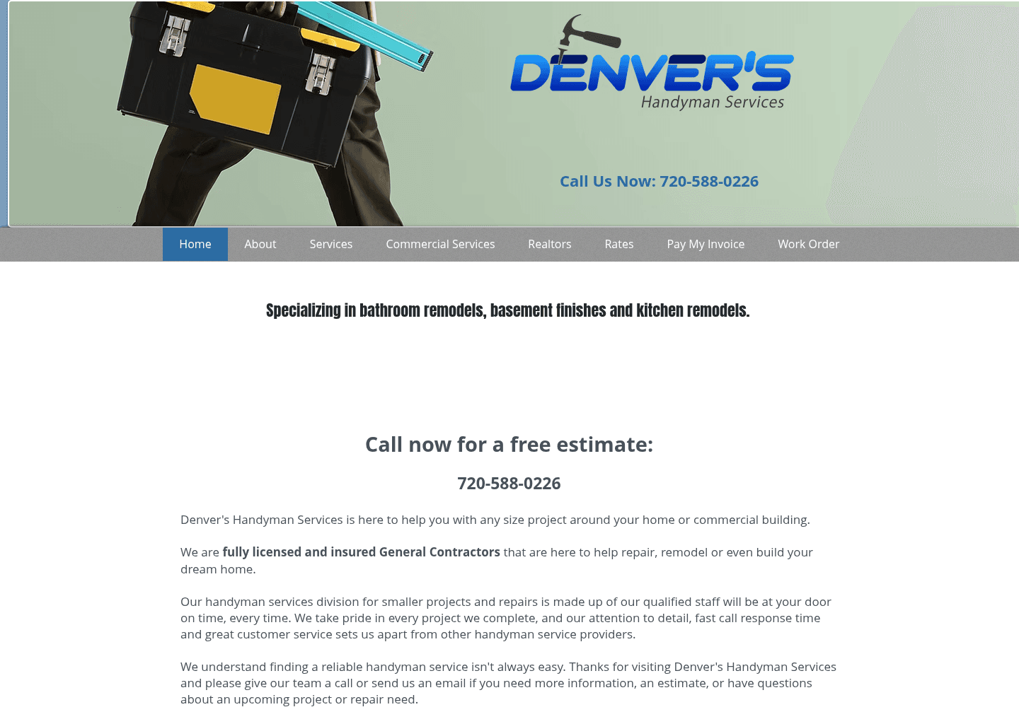 Denver's Handyman Services website screenshot