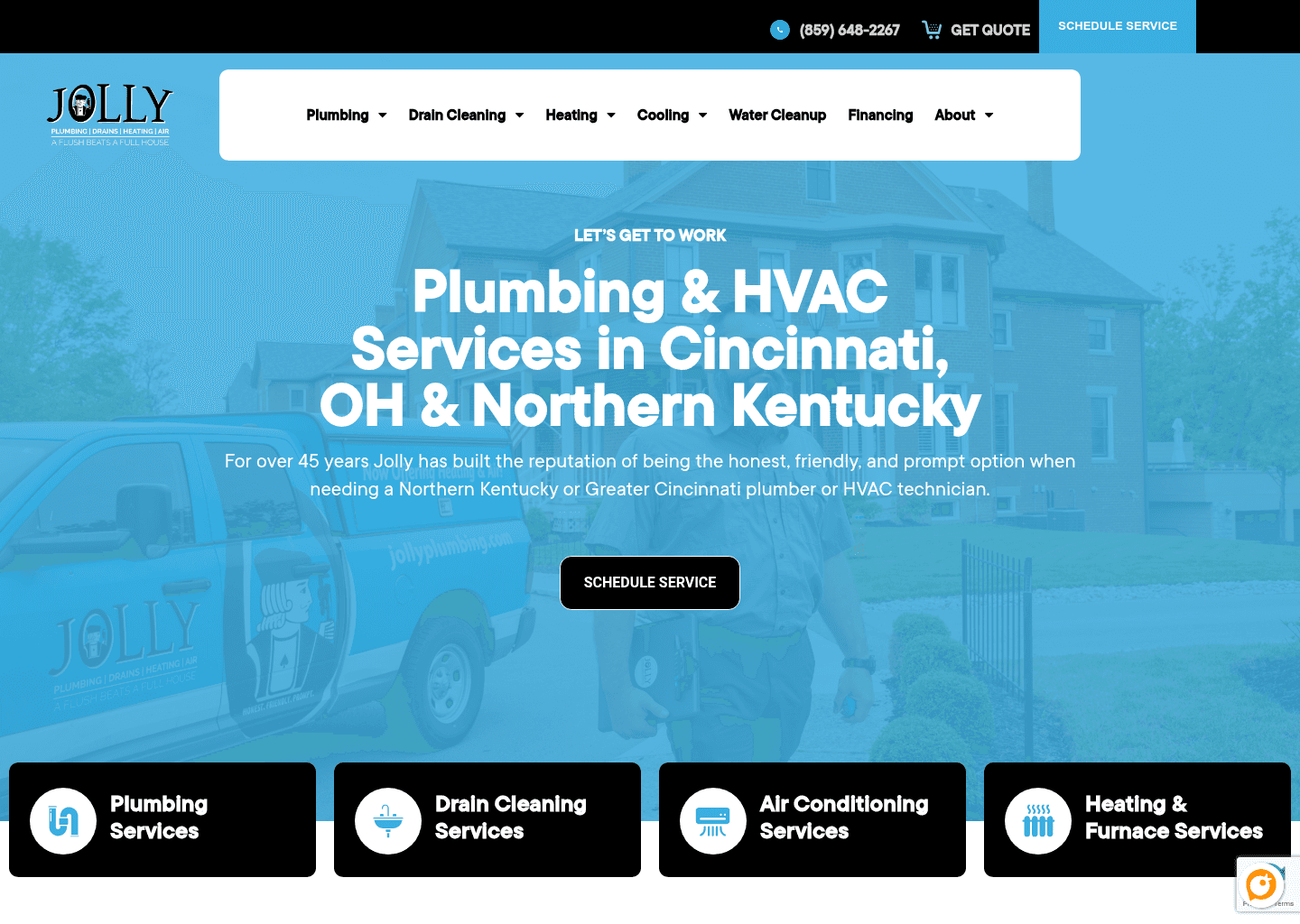 Jolly Plumbing | Drains | Heating | Air website screenshot