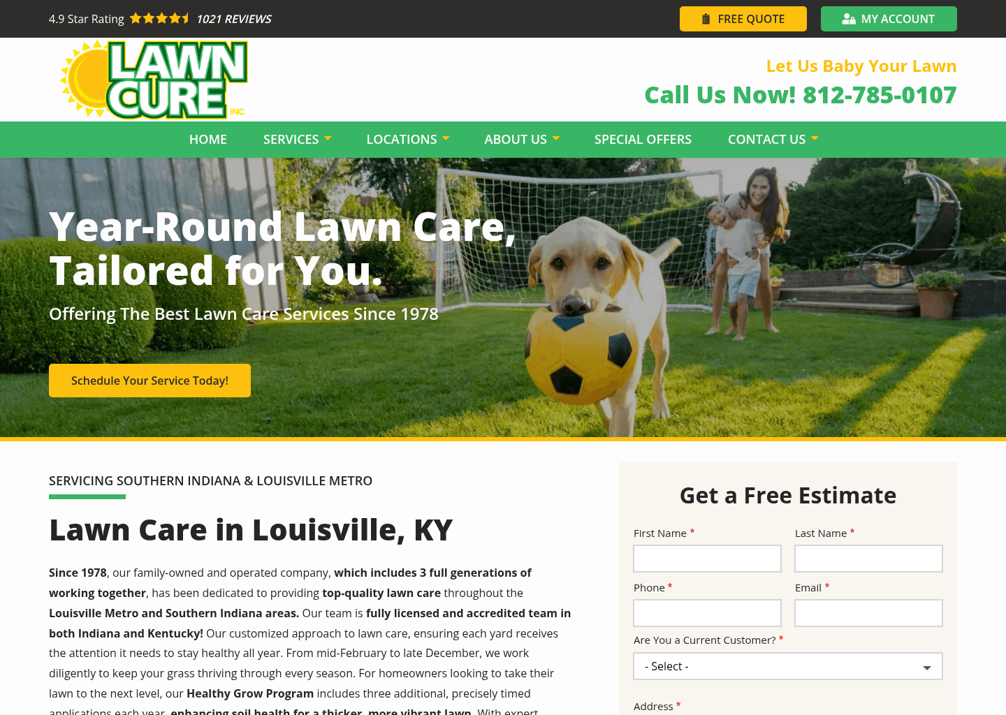 Lawn Cure website screenshot