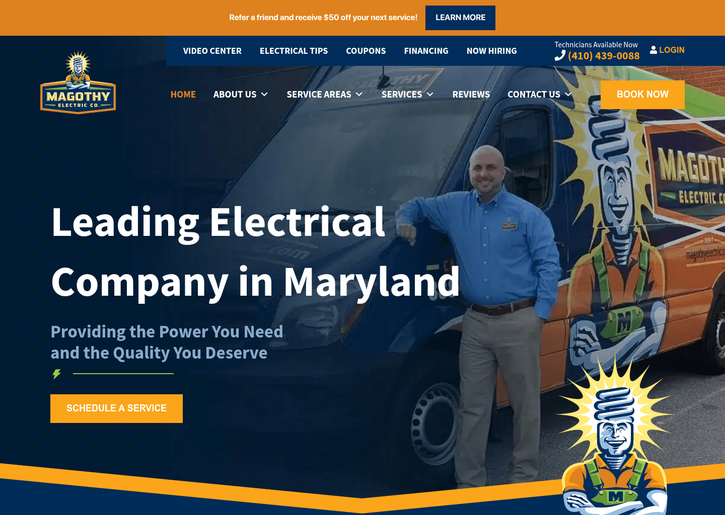 Magothy Electric Co. website screenshot