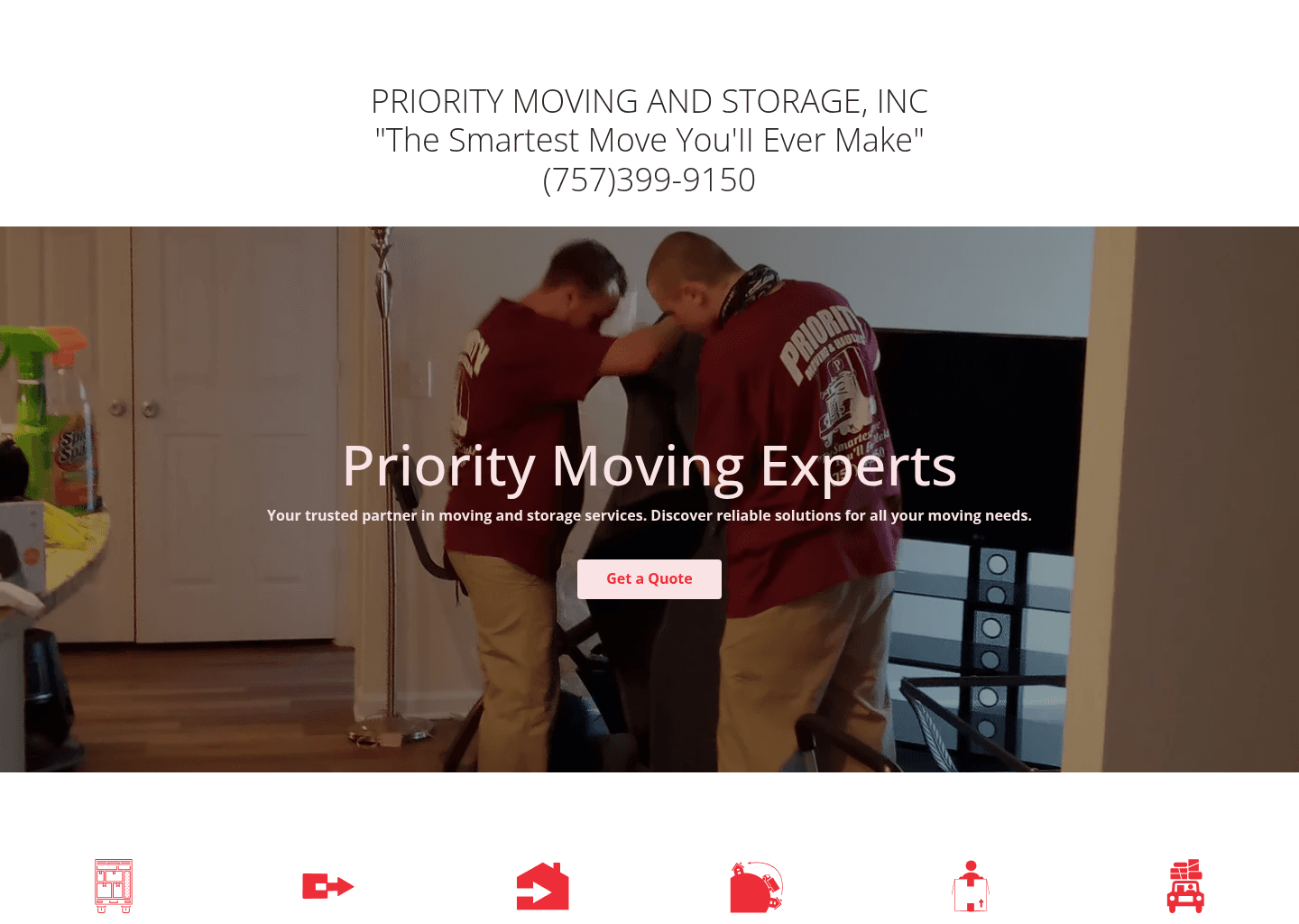 Priority Moving and Storage, Inc. website screenshot