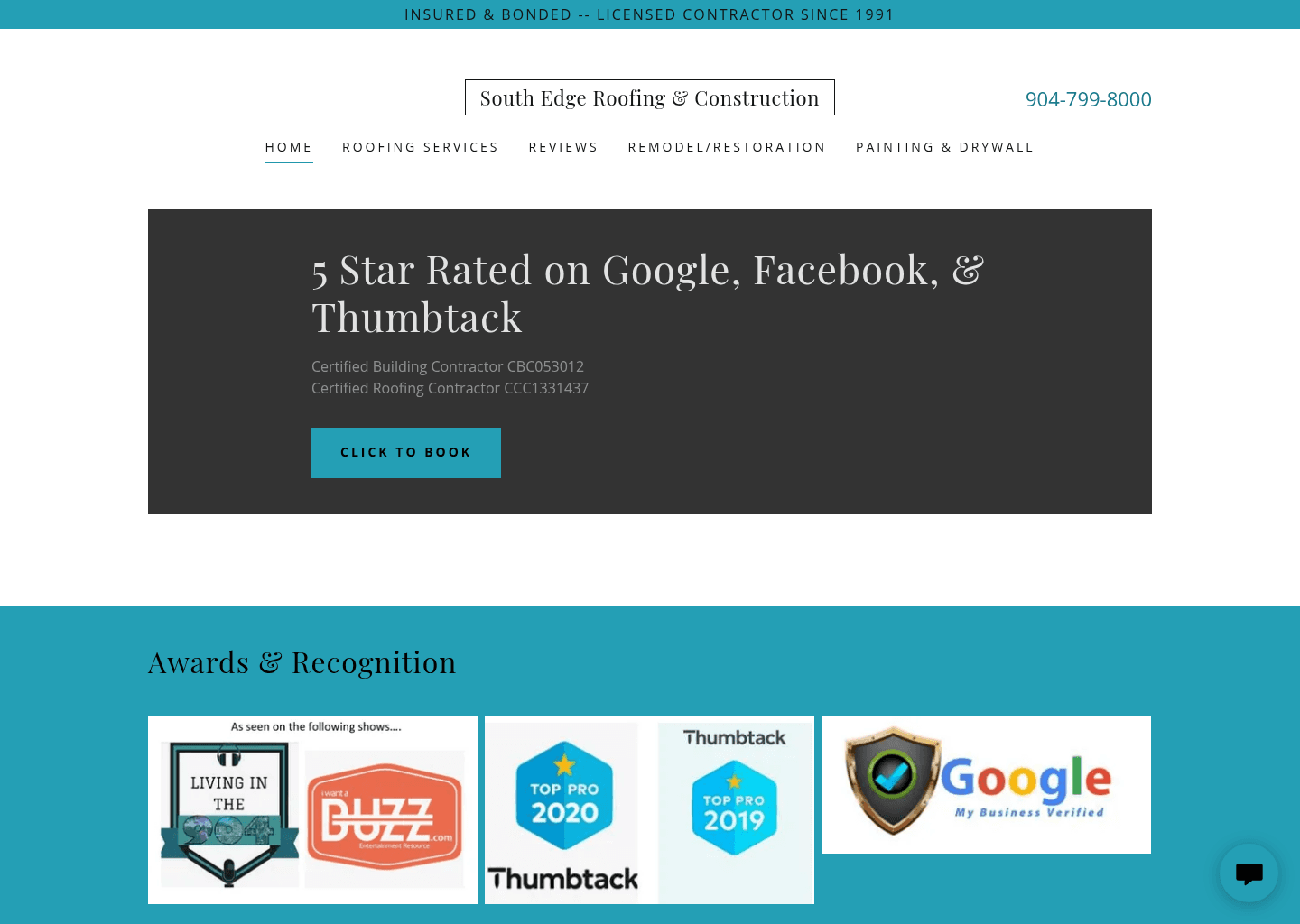 South Edge Roofing & Construction website screenshot