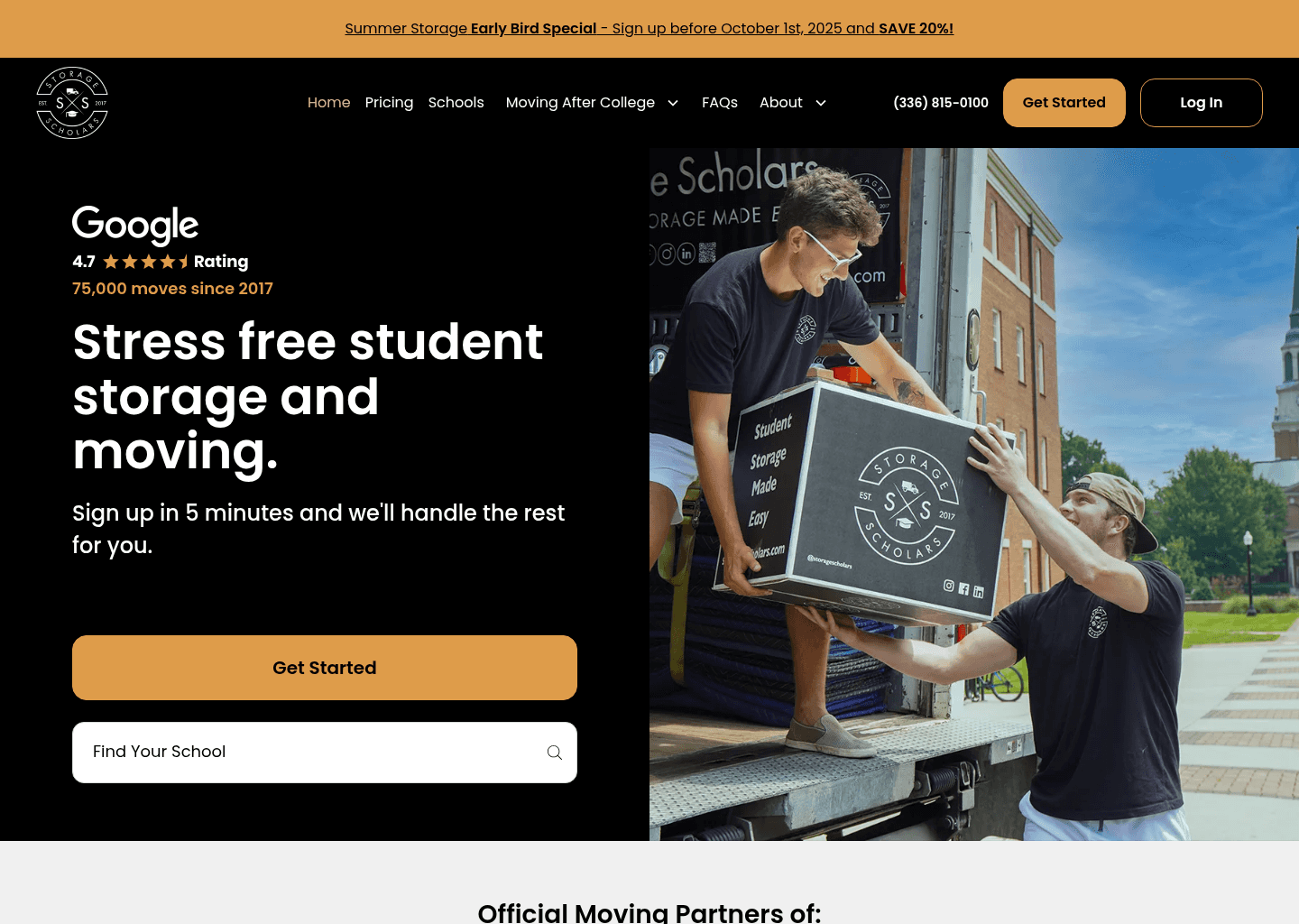 Storage Scholars website screenshot