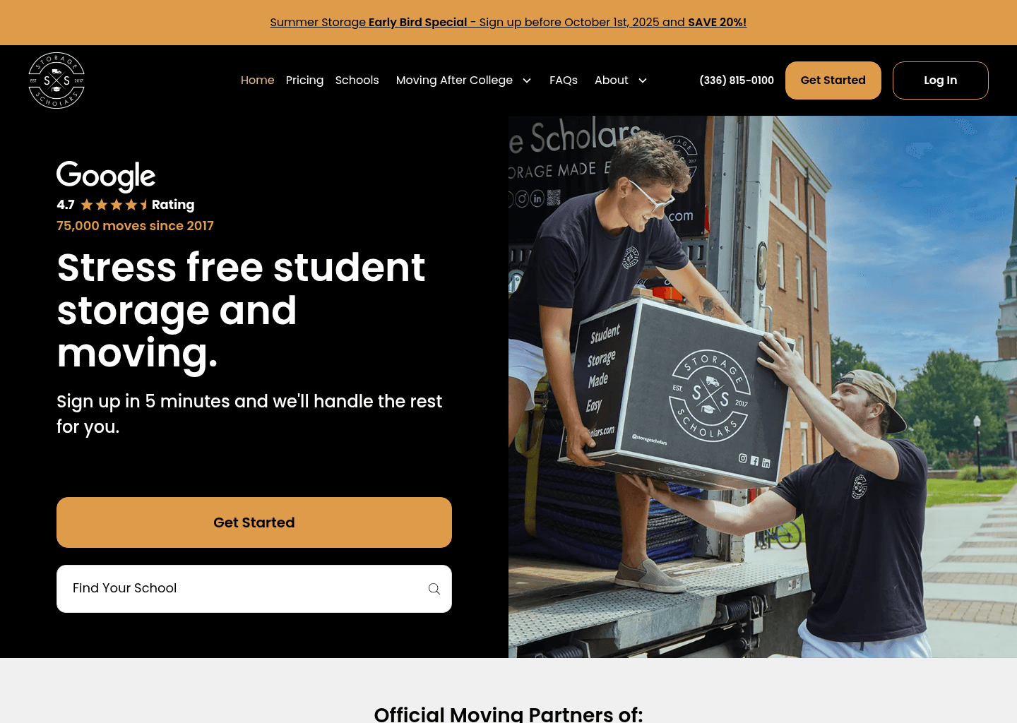 Storage Scholars website screenshot