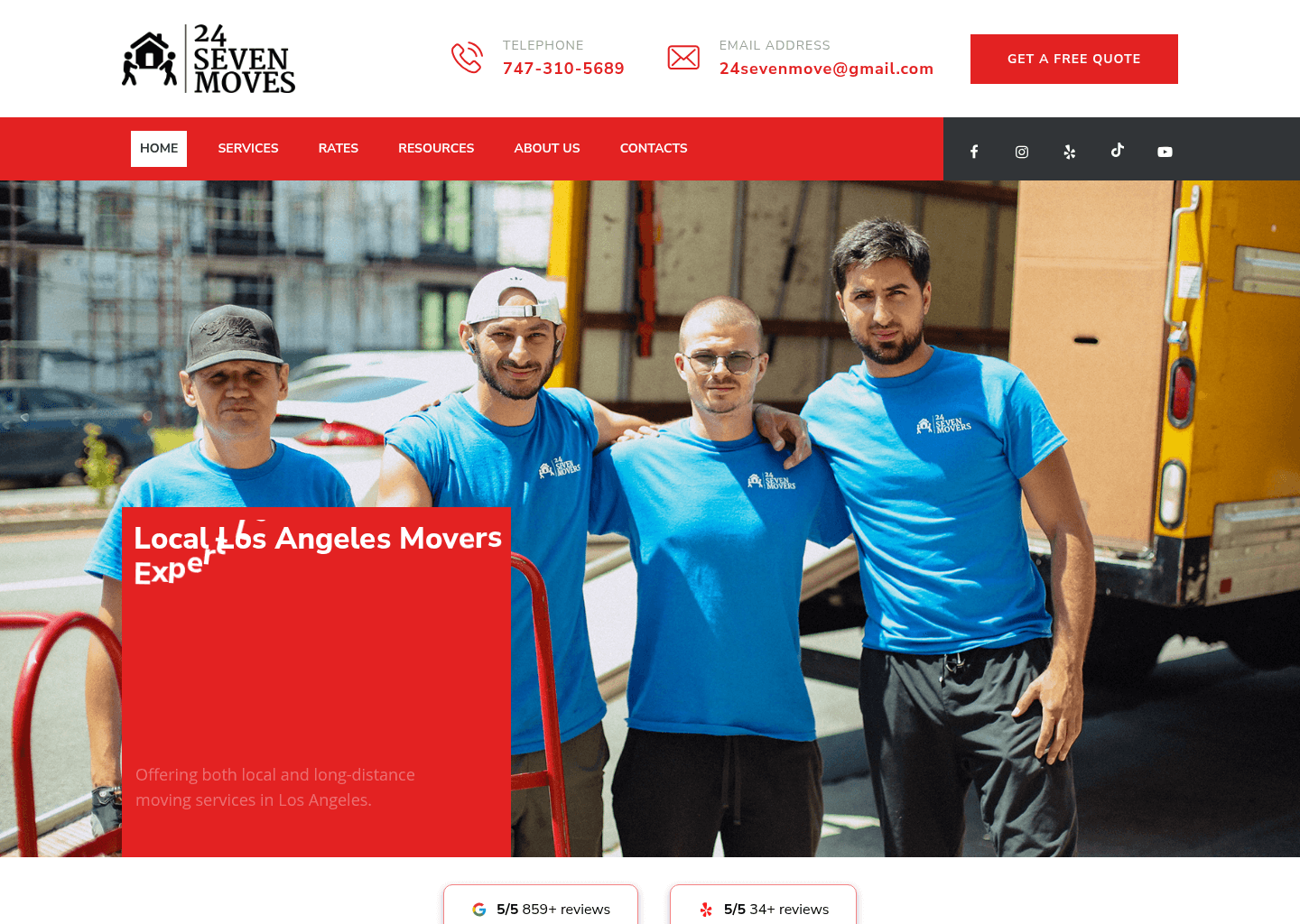 24Seven Movers website screenshot