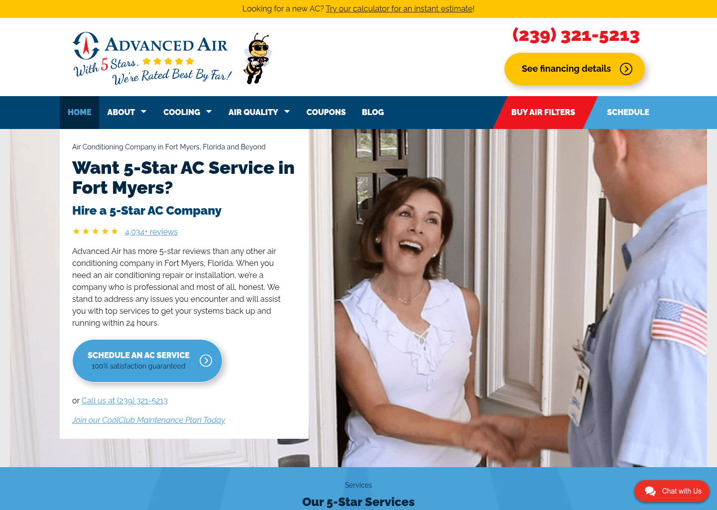 Advanced Air & Refrigeration website screenshot