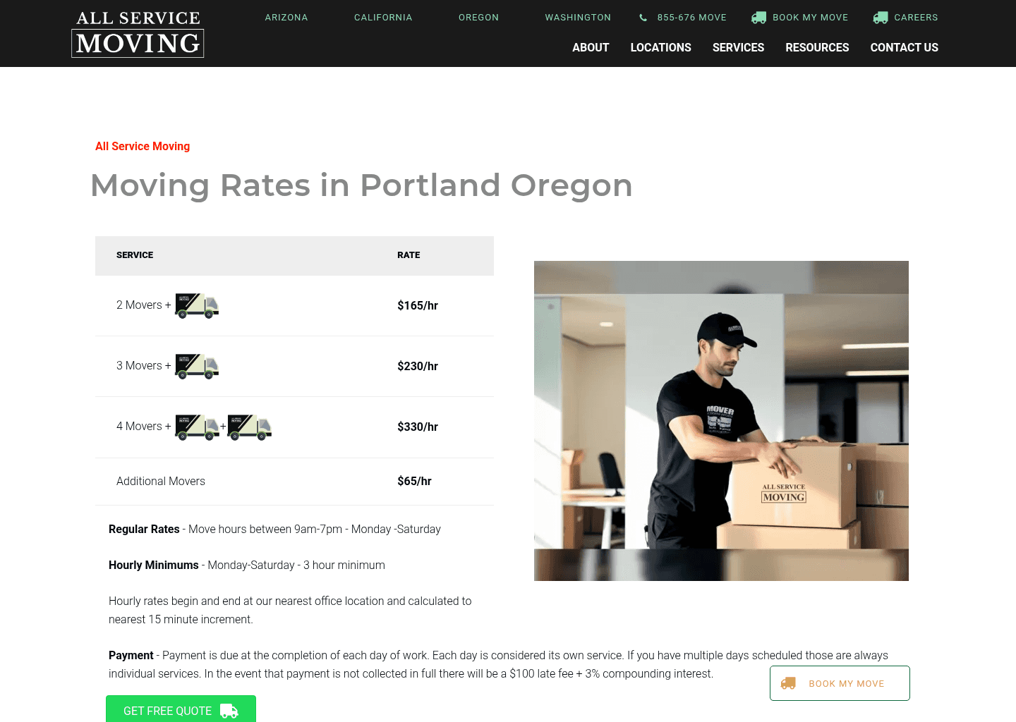 All Service Moving website screenshot