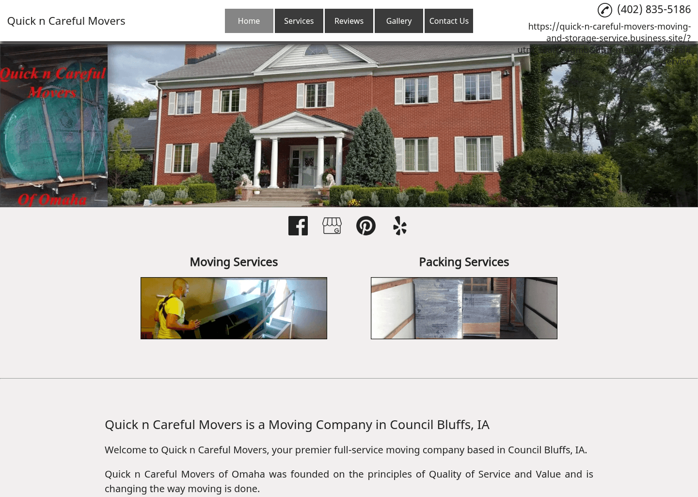 Quick n Careful Movers website screenshot