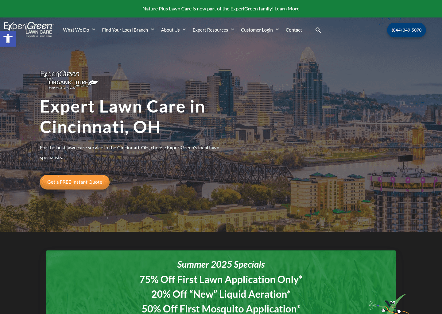ExperiGreen Lawn Care website screenshot