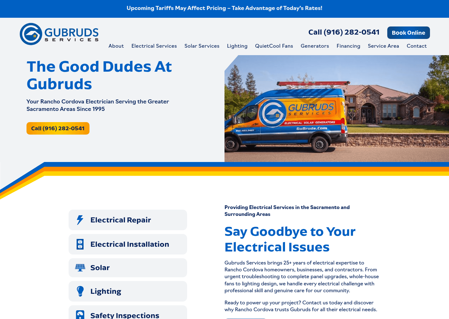 Gubruds Electrical Services website screenshot