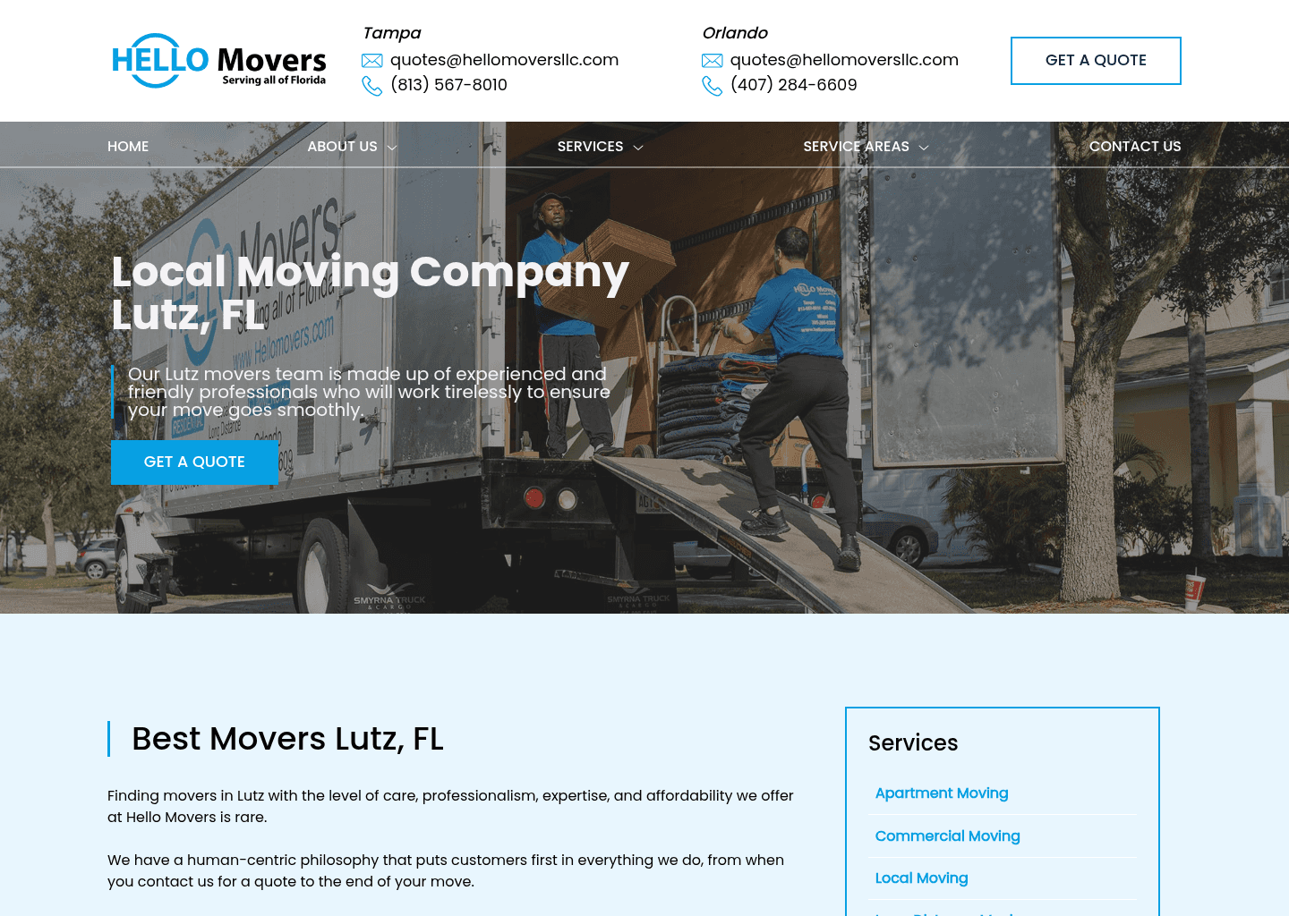 Hello Movers LLC website screenshot