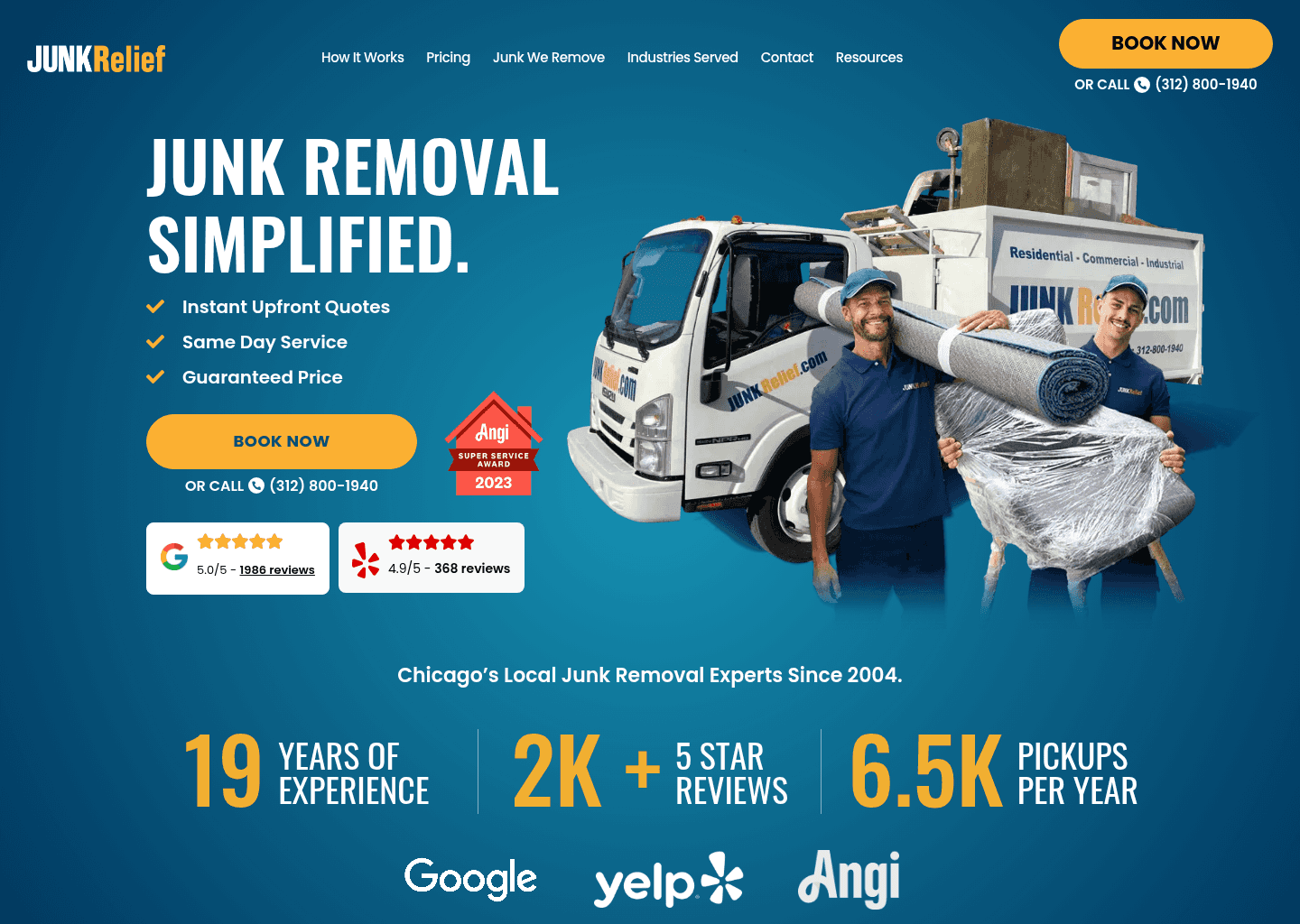JUNK Relief website screenshot