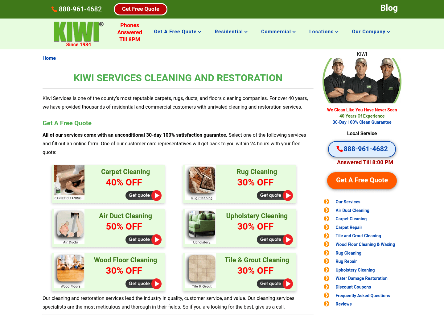 Kiwi Services website screenshot
