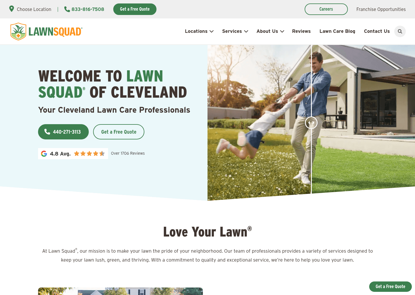 Lawn Squad of Cleveland website screenshot