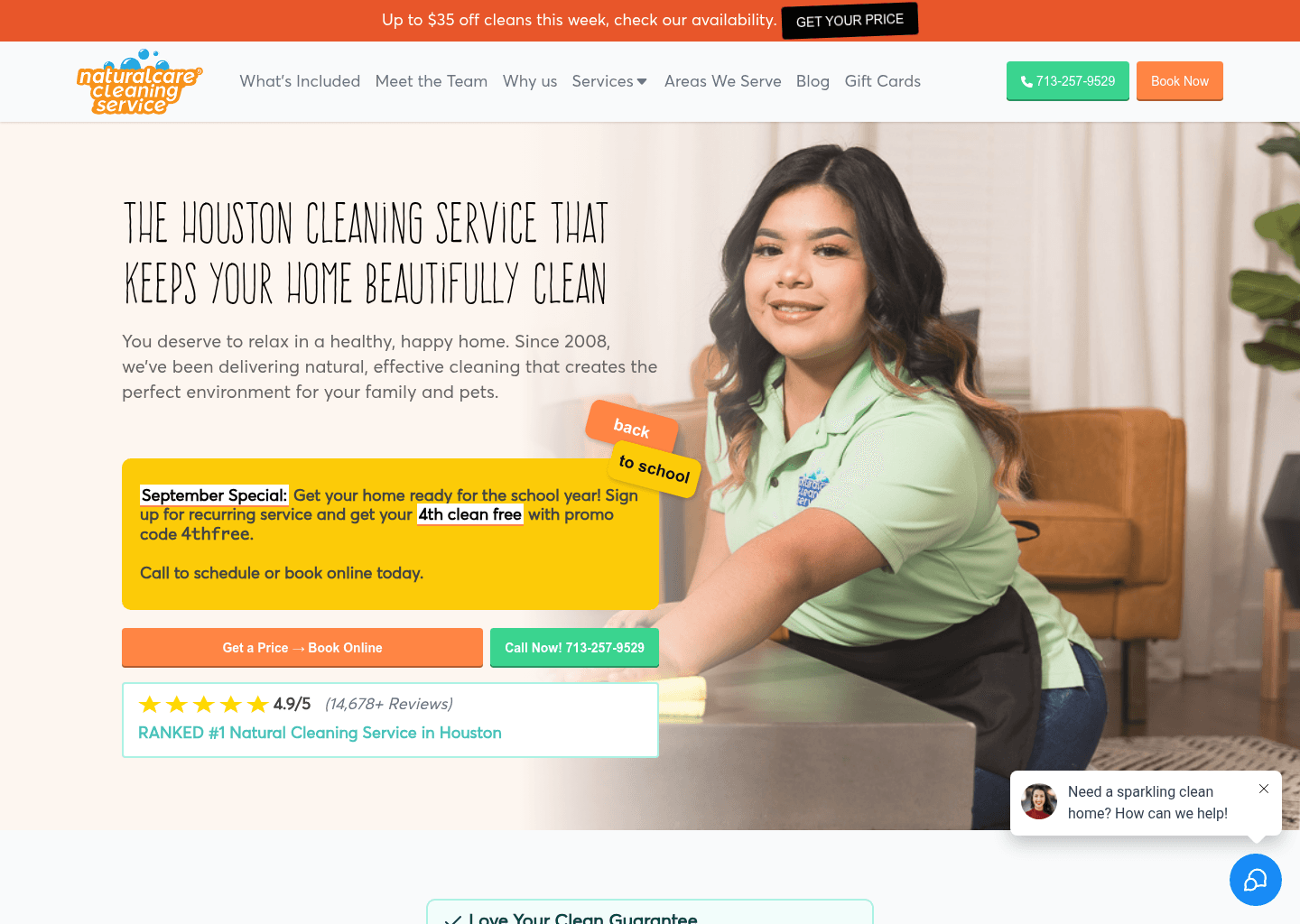 Naturalcare Cleaning Service website screenshot