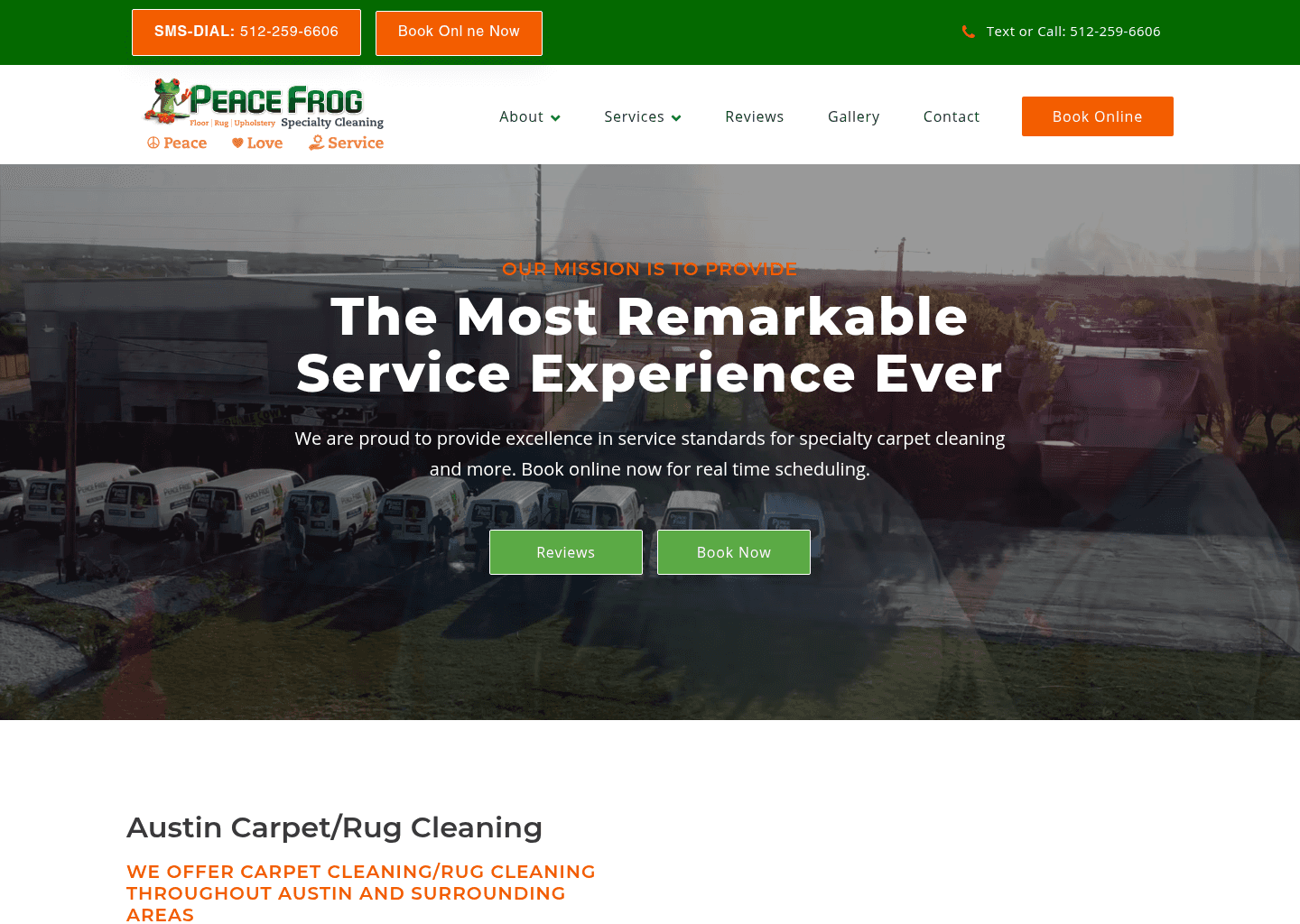 Peace Frog Specialty Cleaning website screenshot