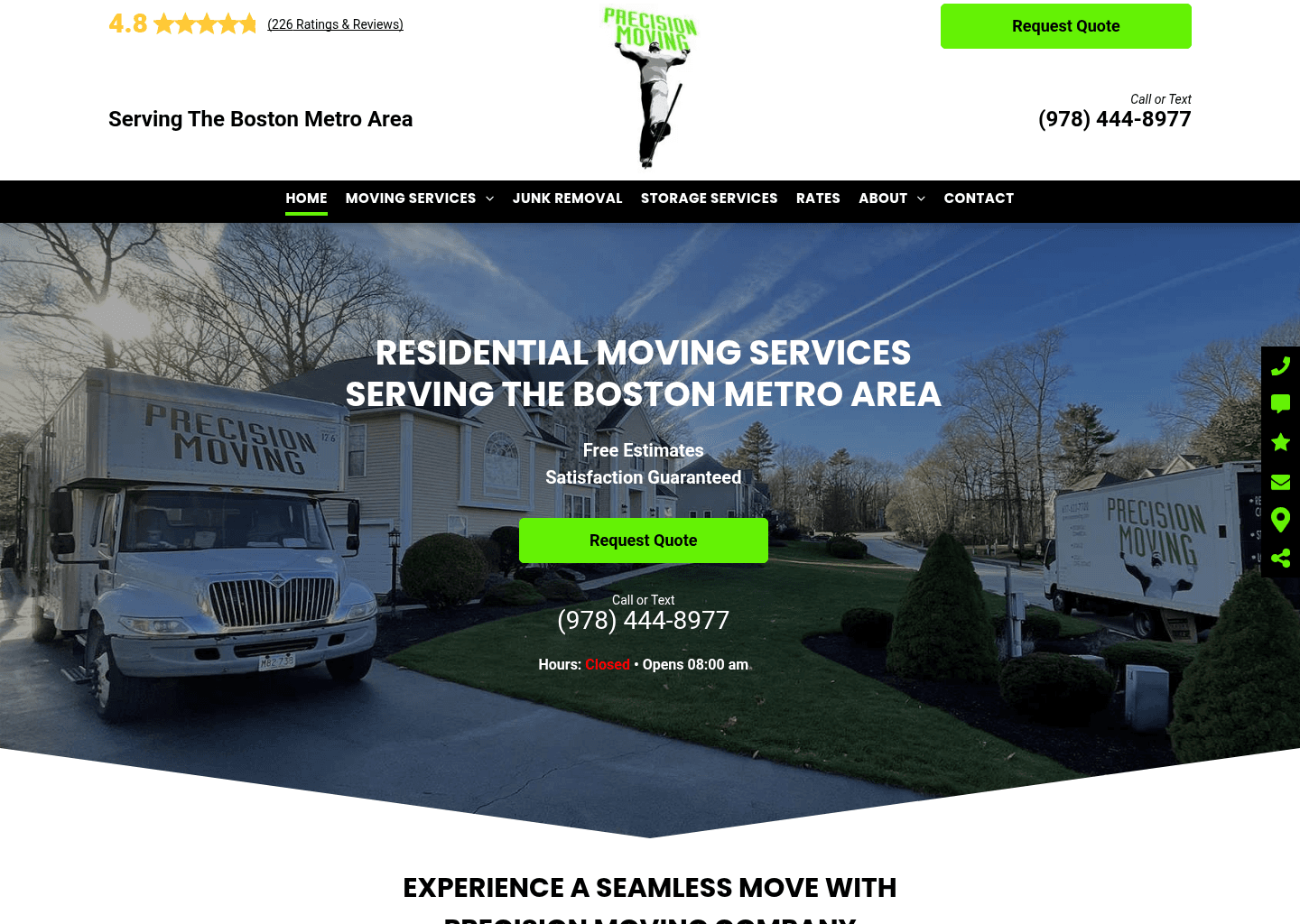 Precision Moving Company website screenshot