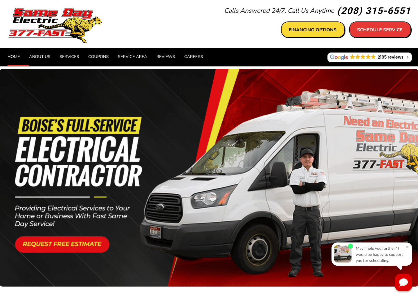 Same Day Electric website screenshot