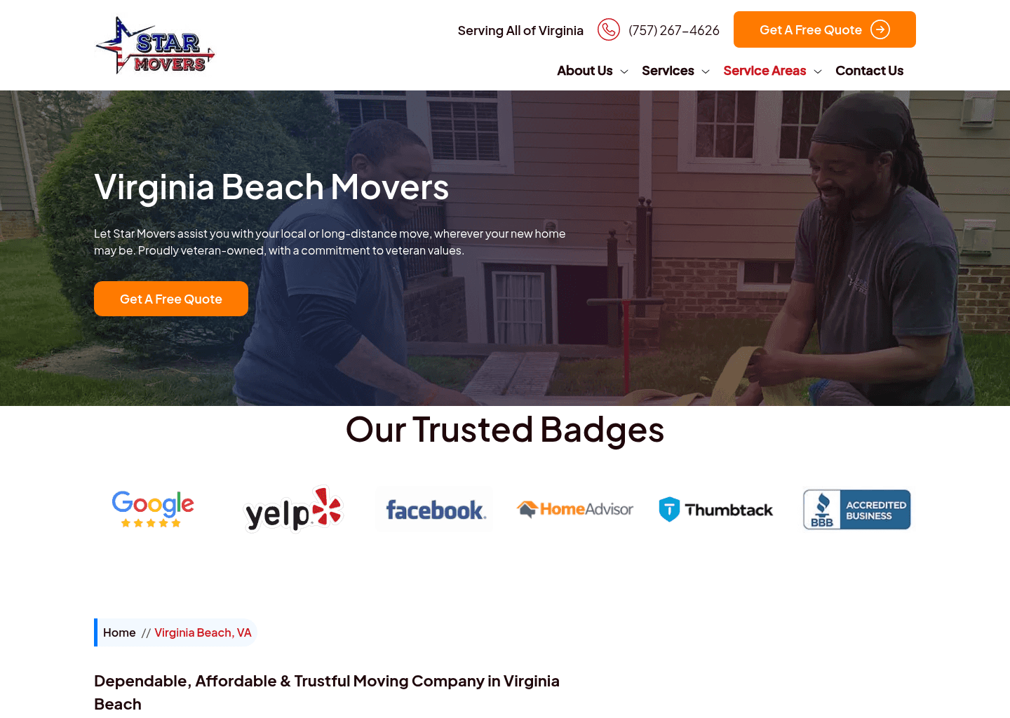 STAR Movers Virginia Beach website screenshot