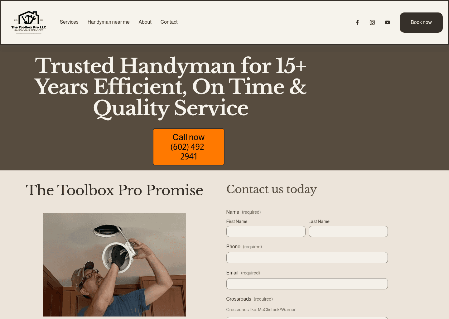 The Toolbox Pro Handyman LLC website screenshot