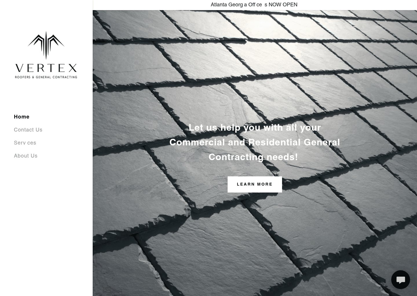 Vertex Roofers and General Contractors website screenshot