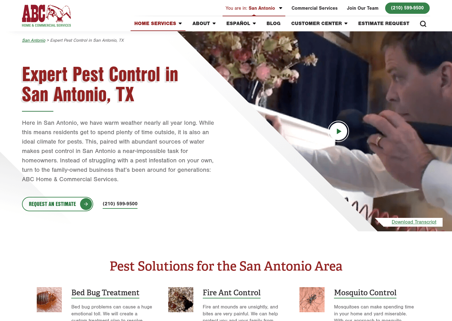 ABC Home & Commercial Services website screenshot
