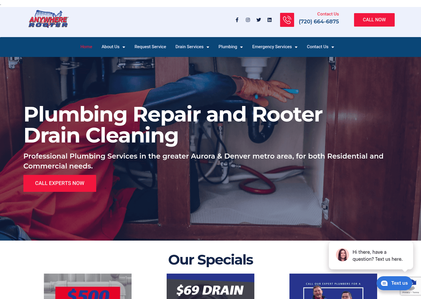 Anywhere Rooter website screenshot