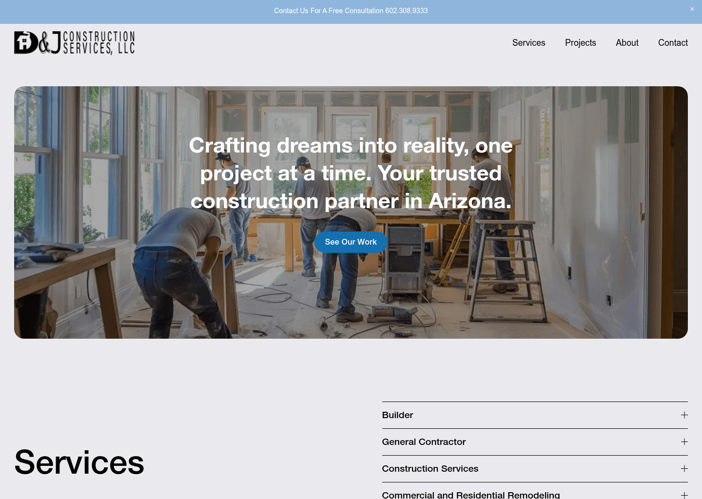 D&J Construction Services, LLC website screenshot