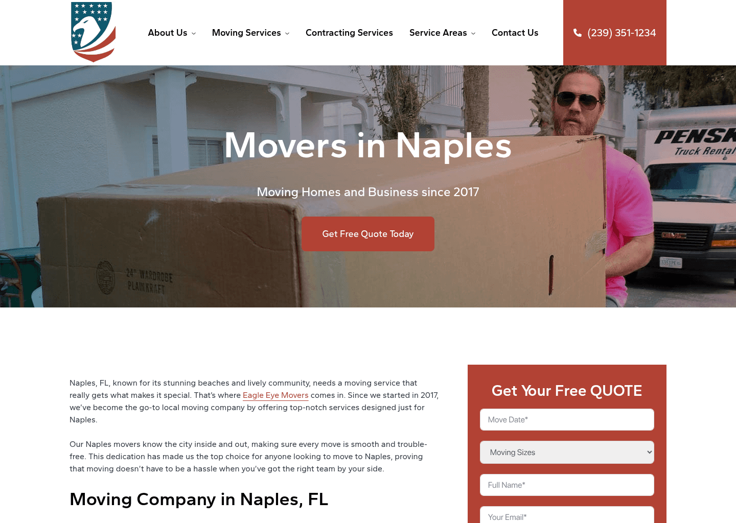 Eagle Eye Movers website screenshot