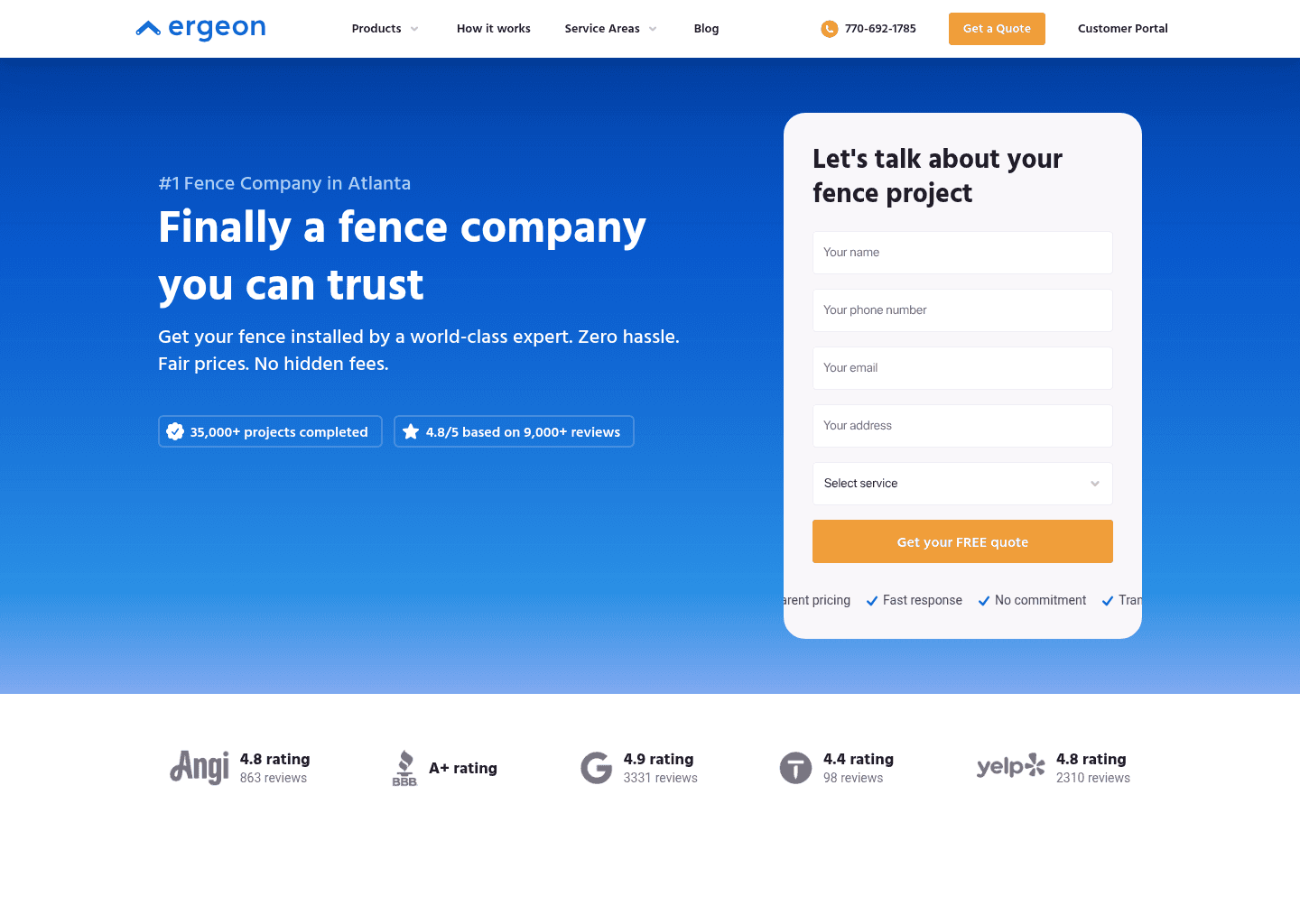 Ergeon website screenshot