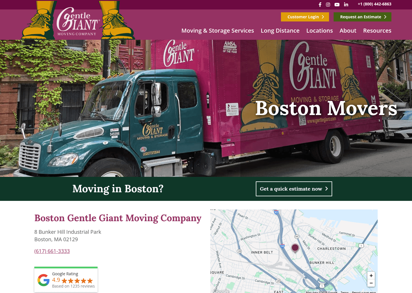 Gentle Giant Moving Company website screenshot
