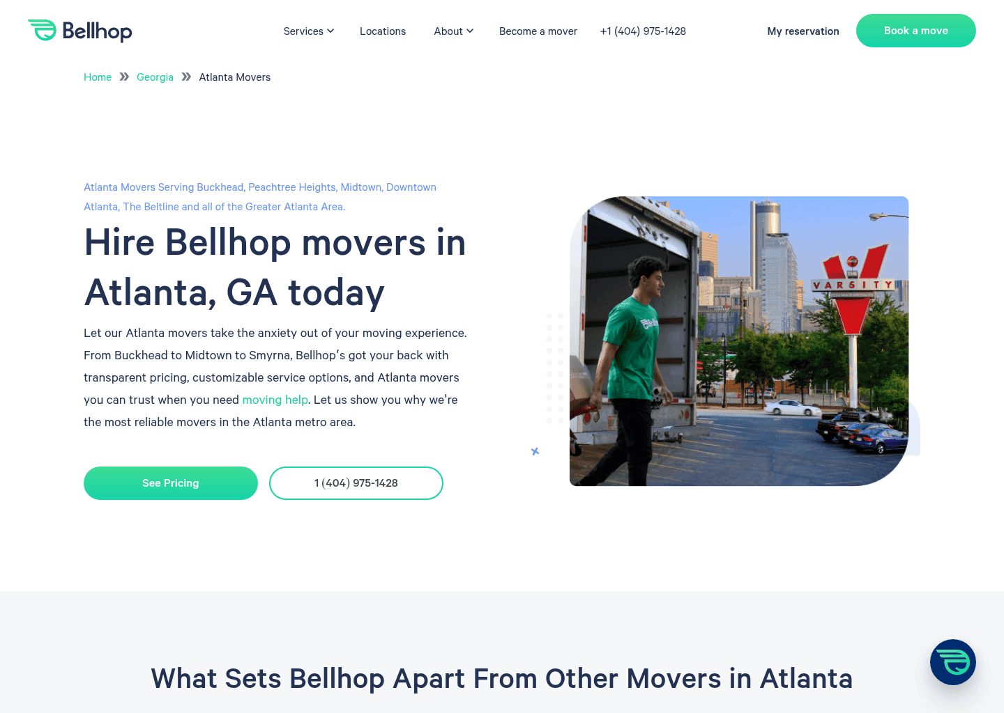 Bellhop Moving of Atlanta website screenshot
