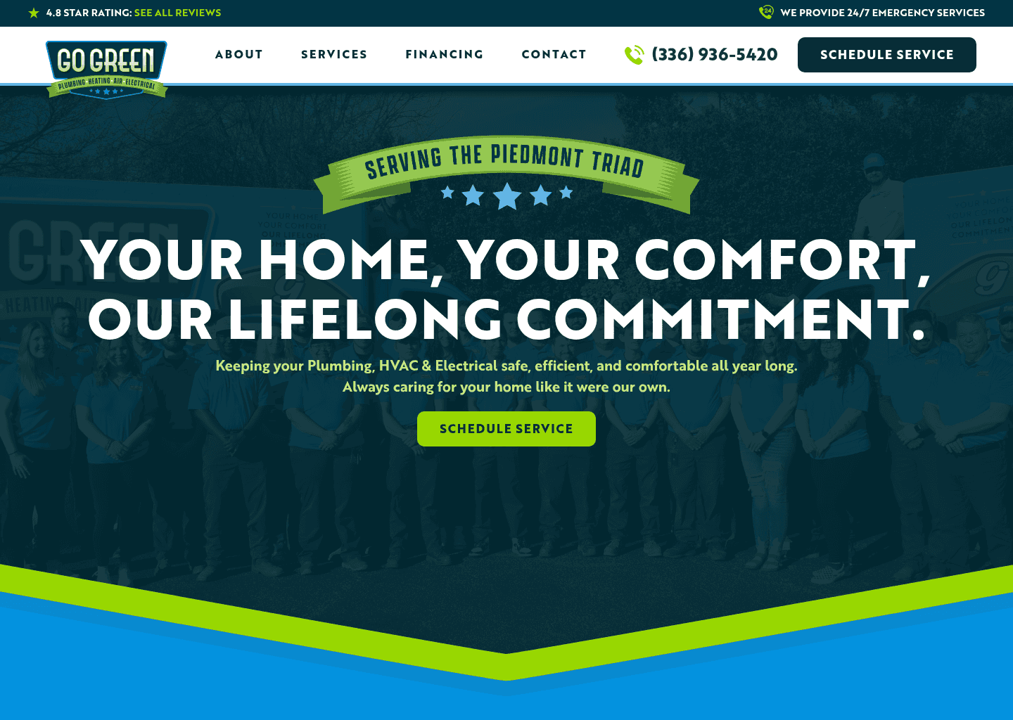 Go Green Plumbing, Heating, Air & Electrical website screenshot