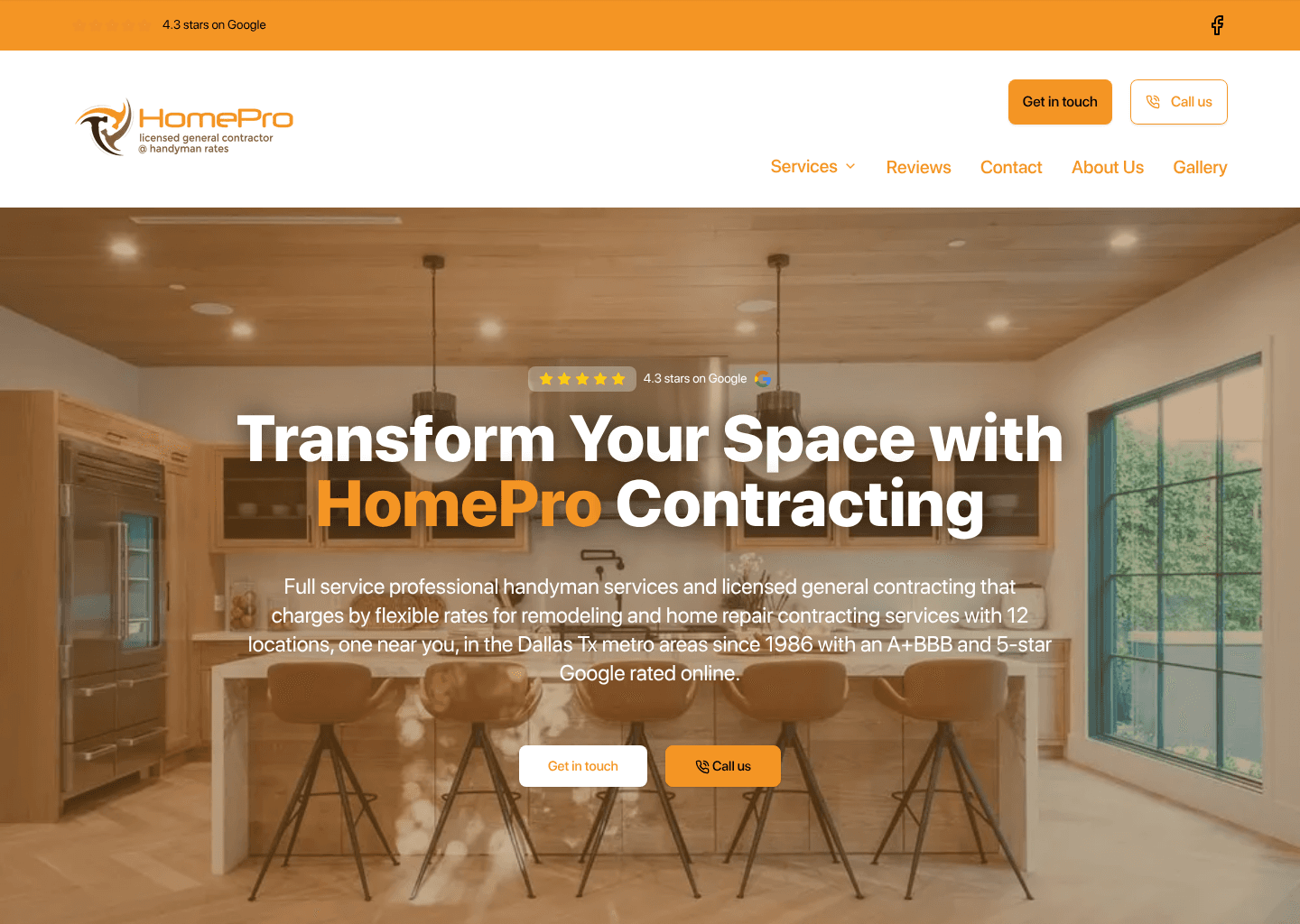 HomePro Contracting, Handyman Dallas, Licensed General Contractors in Dallas. website screenshot