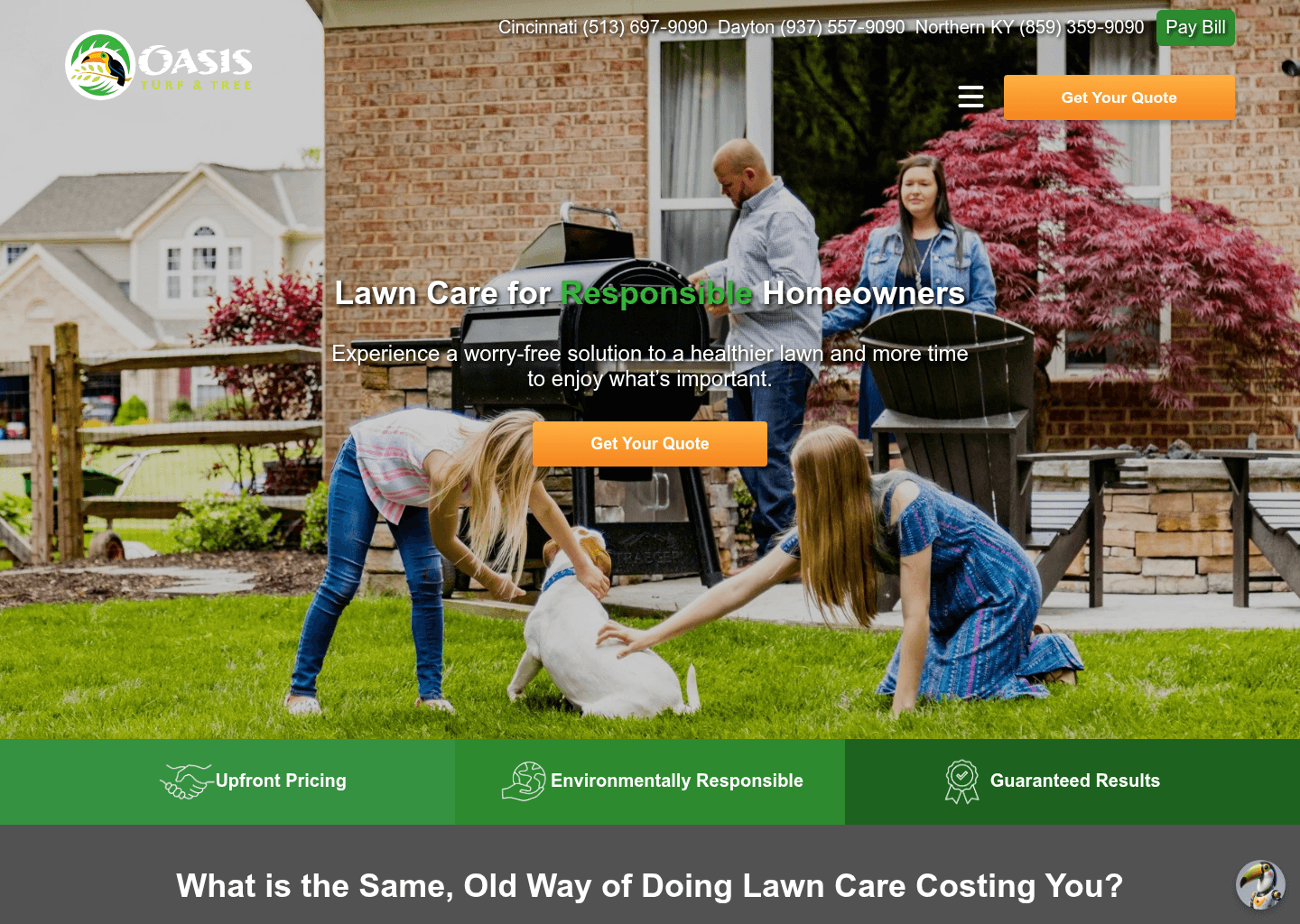 Oasis Turf & Tree website screenshot