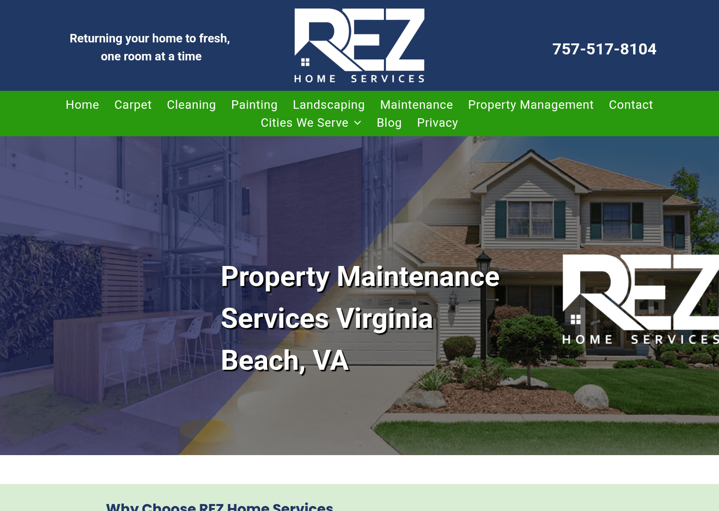 Rez Home Services website screenshot