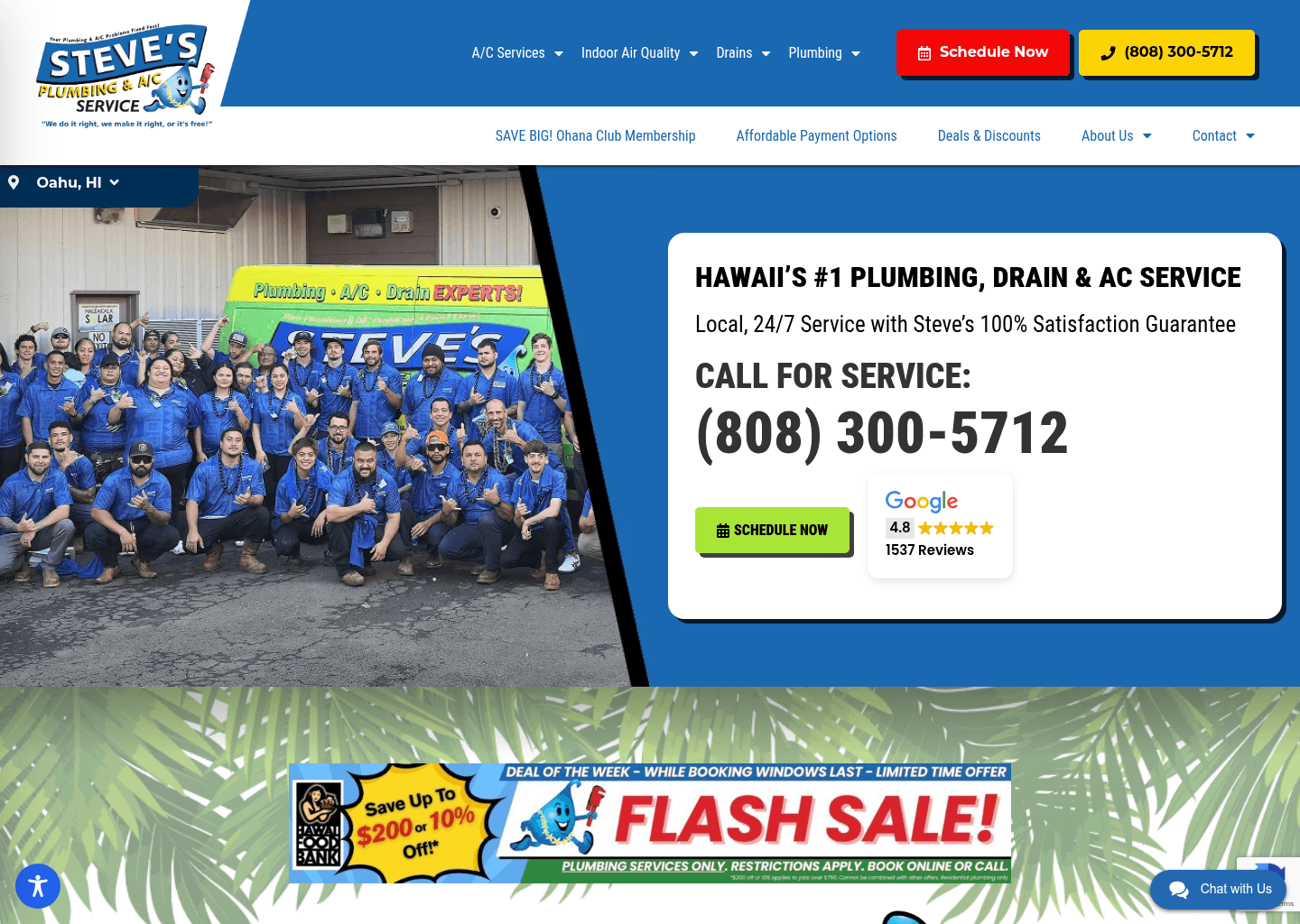 Steve’s Plumbing & A/C Service website screenshot