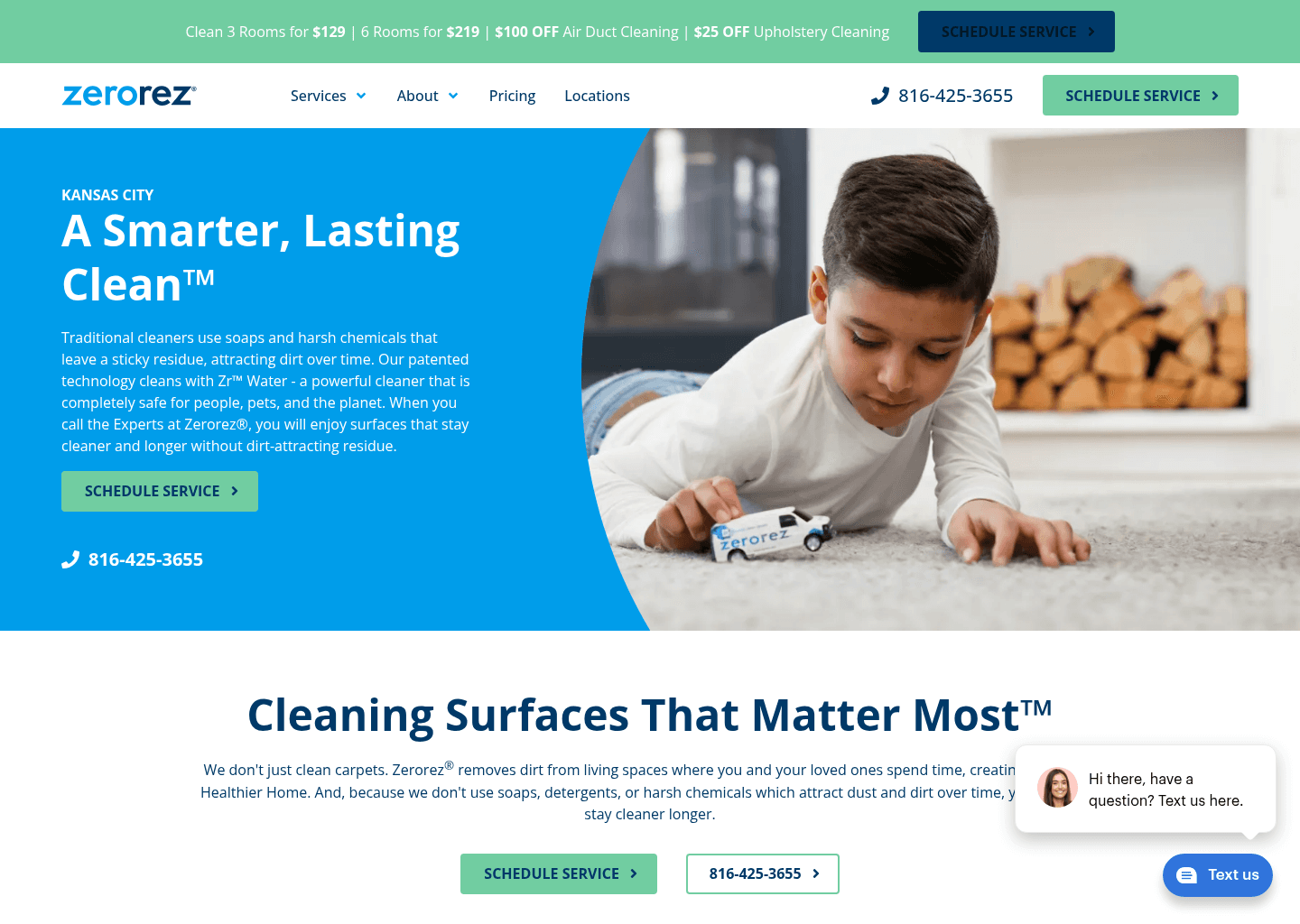 Zerorez KC website screenshot