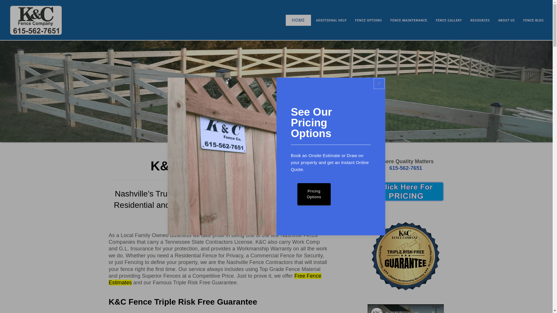 K & C Fence Company website screenshot