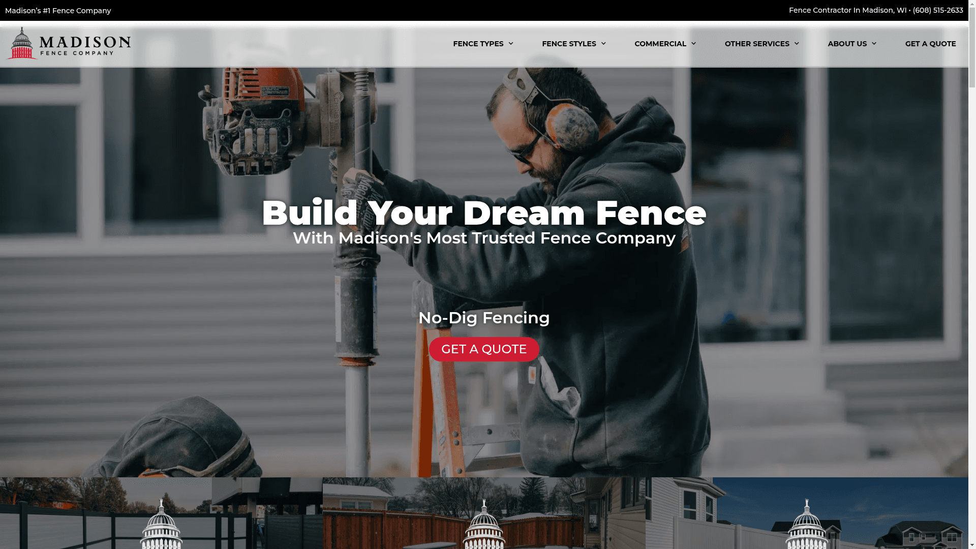 Madison Fence Company website screenshot