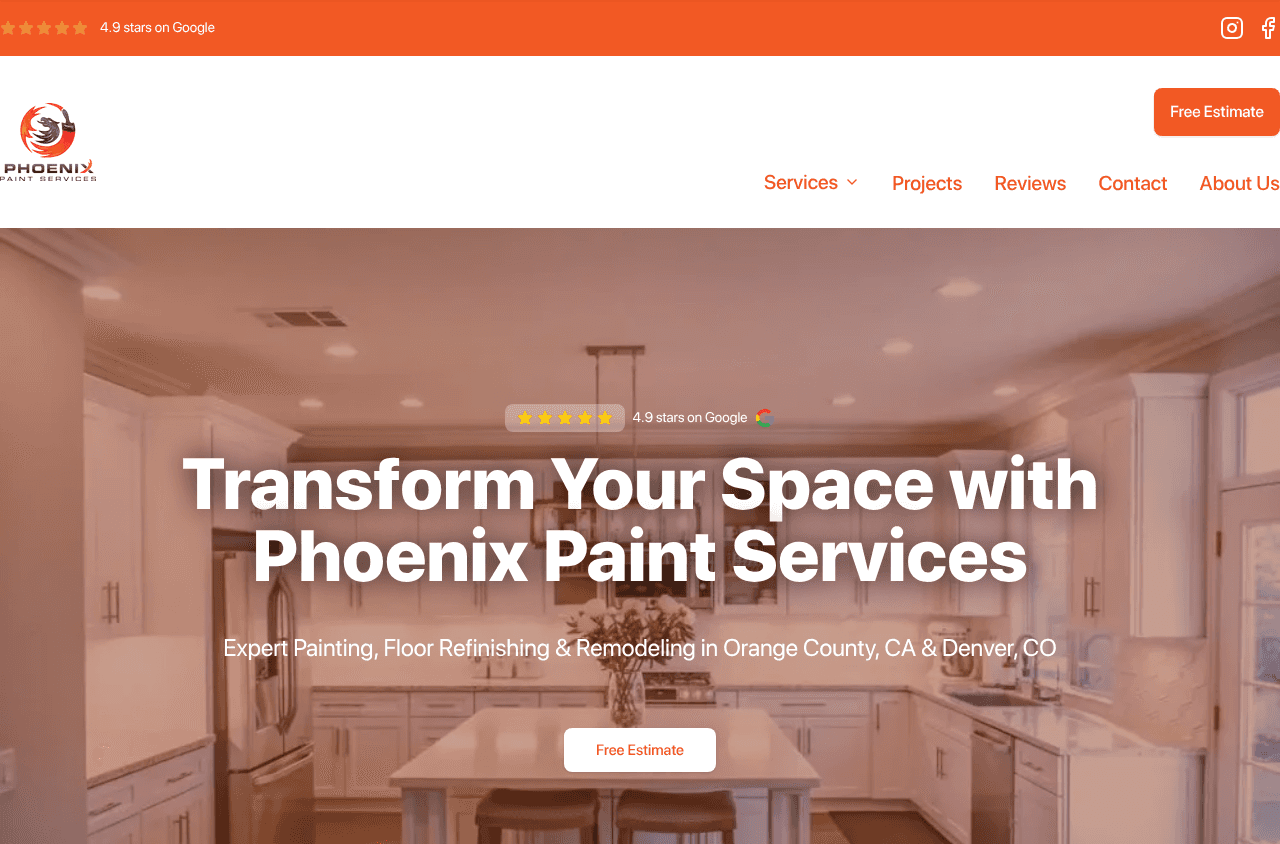 Phoenix Paint Services Denver website screenshot