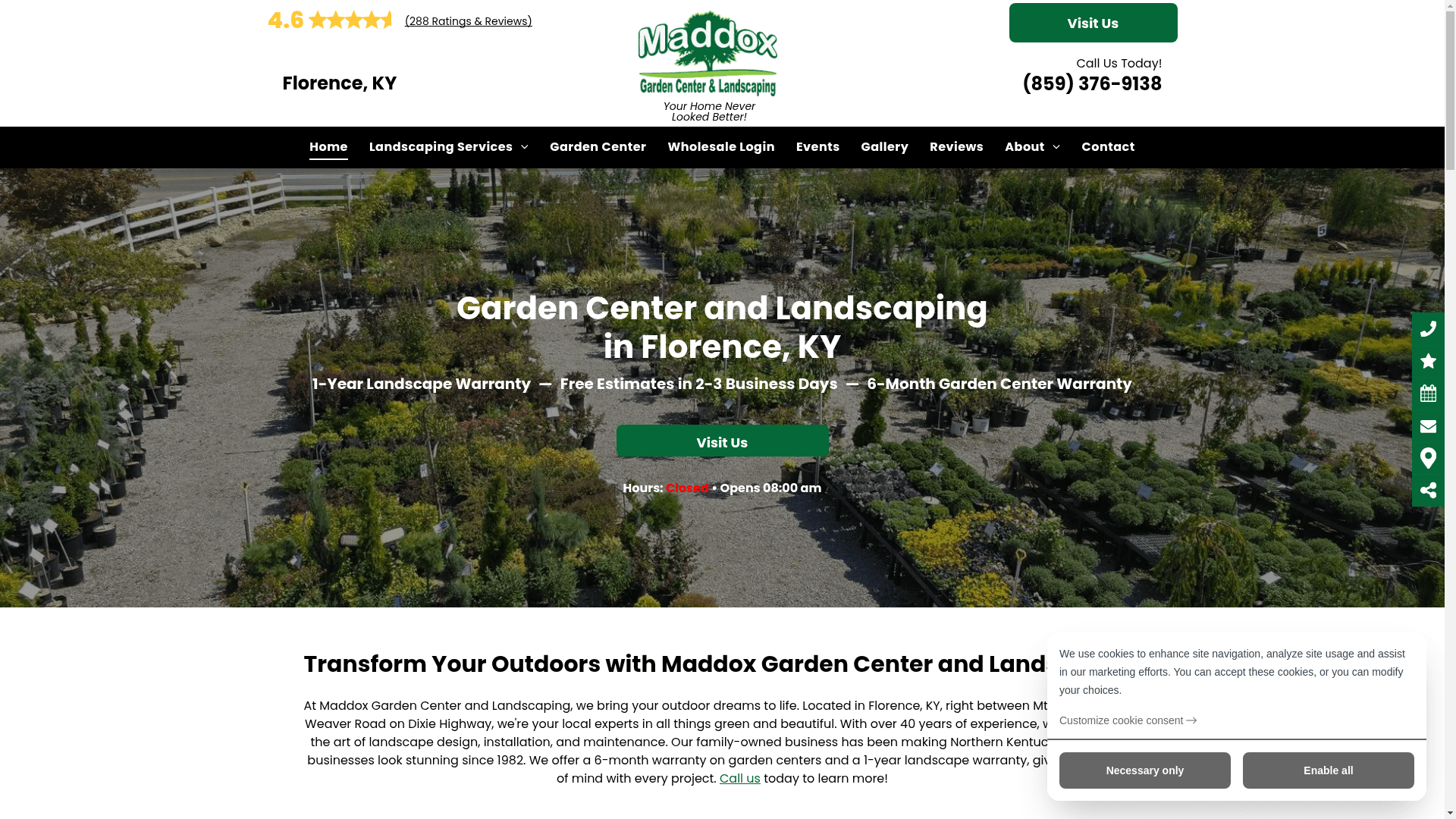 Maddox Garden Center and Landscaping website screenshot