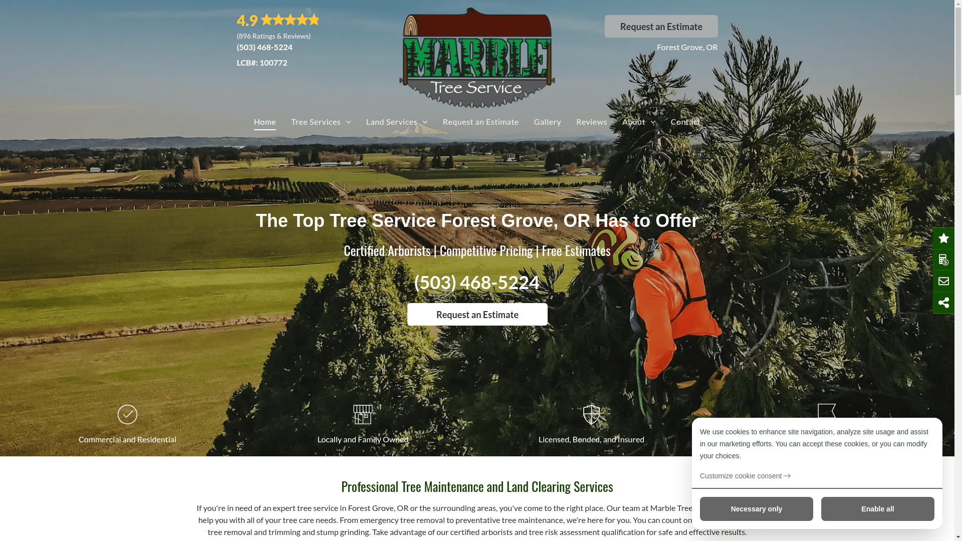 Marble Tree Service website screenshot