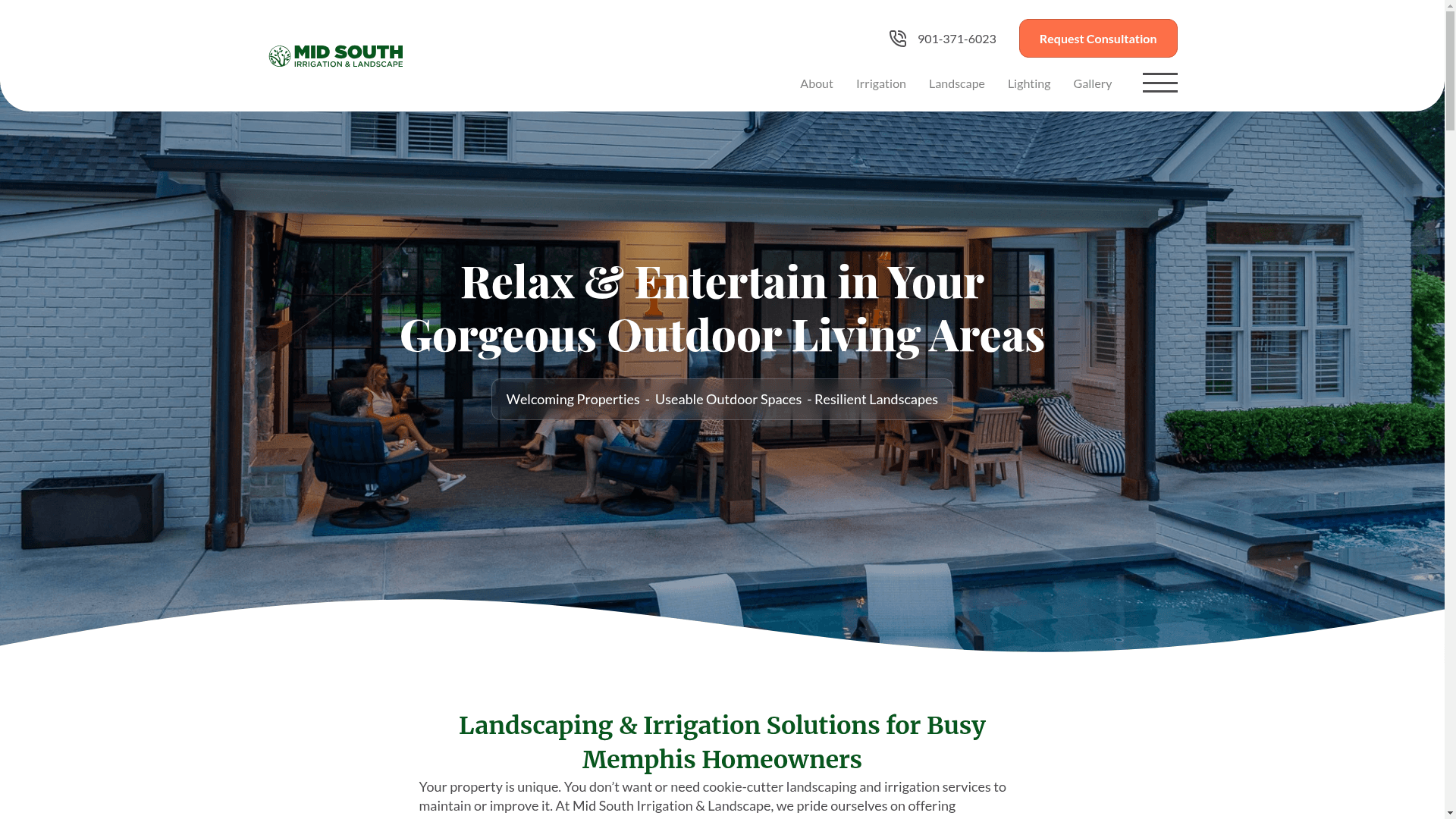 Mid South Irrigation & Landscape website screenshot