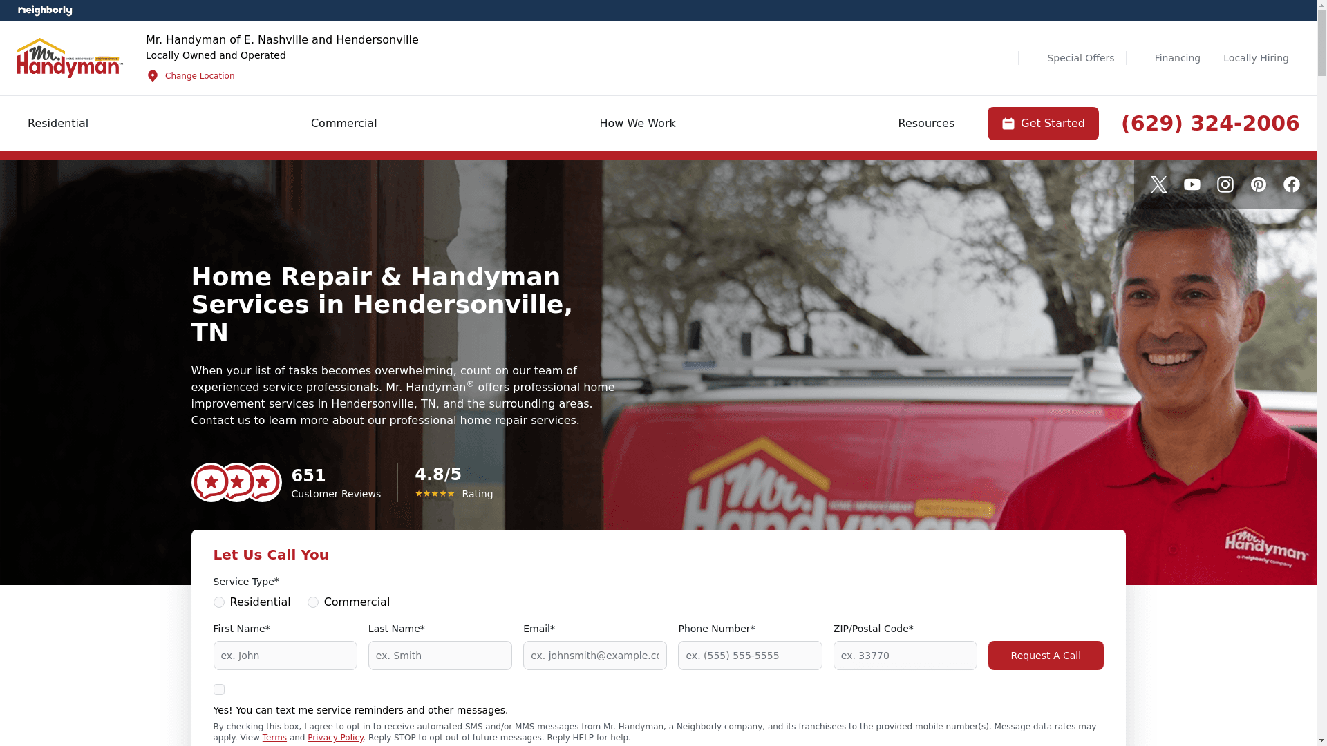Mr. Handyman of E. Nashville and Hendersonville website screenshot