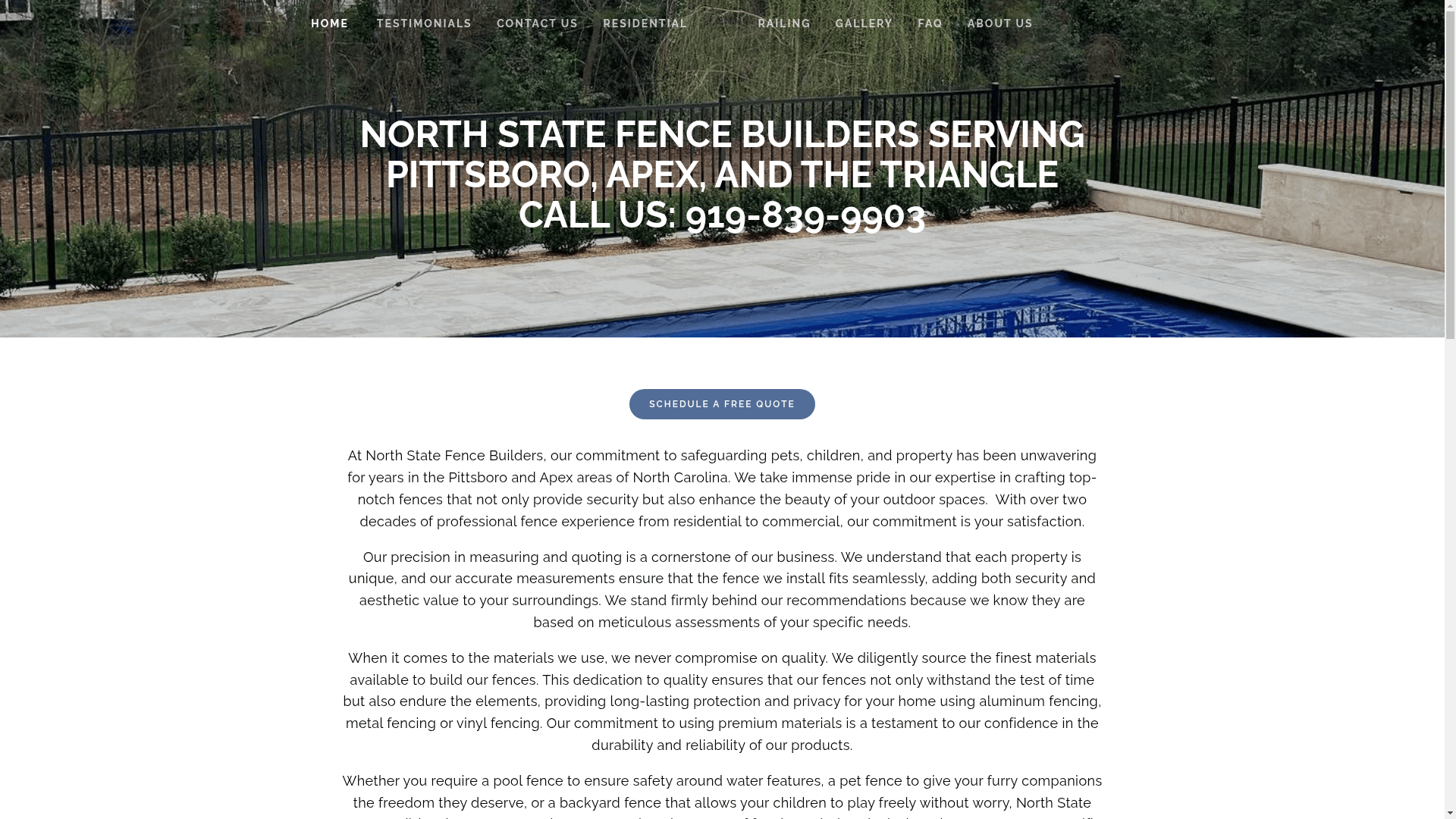 North State Fence Builders website screenshot